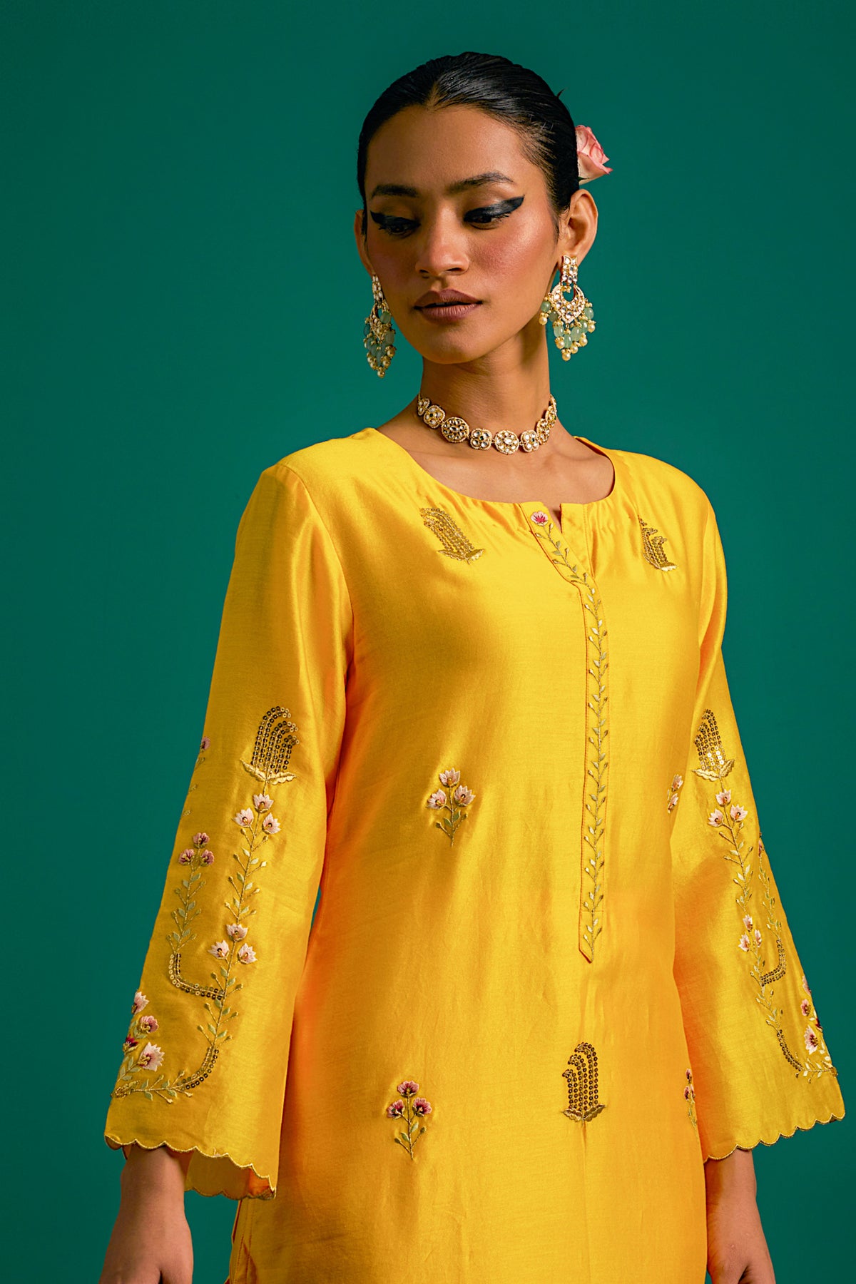 Yellow Silk Chanderi Kurta and Pant