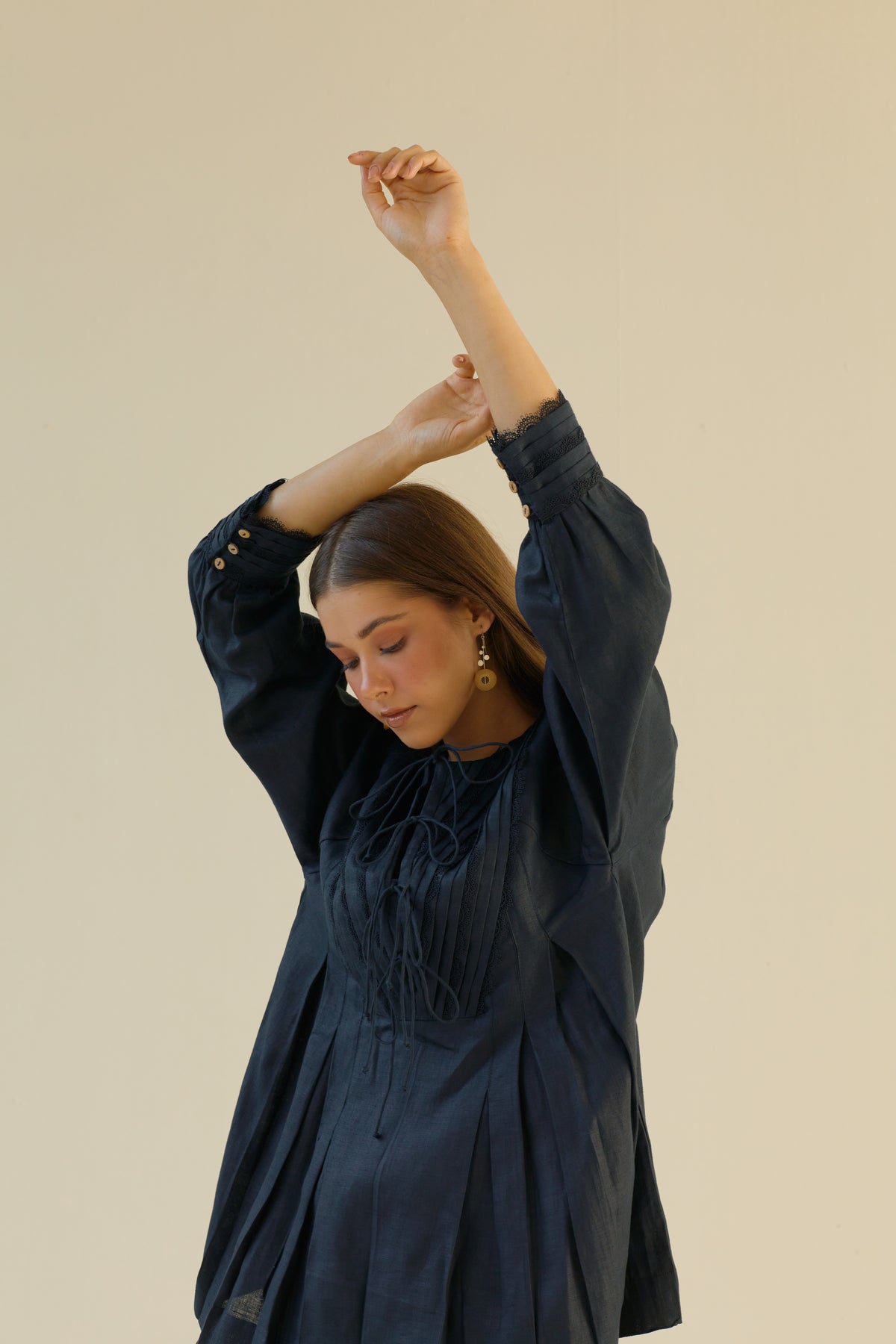 Maya pleated lace top