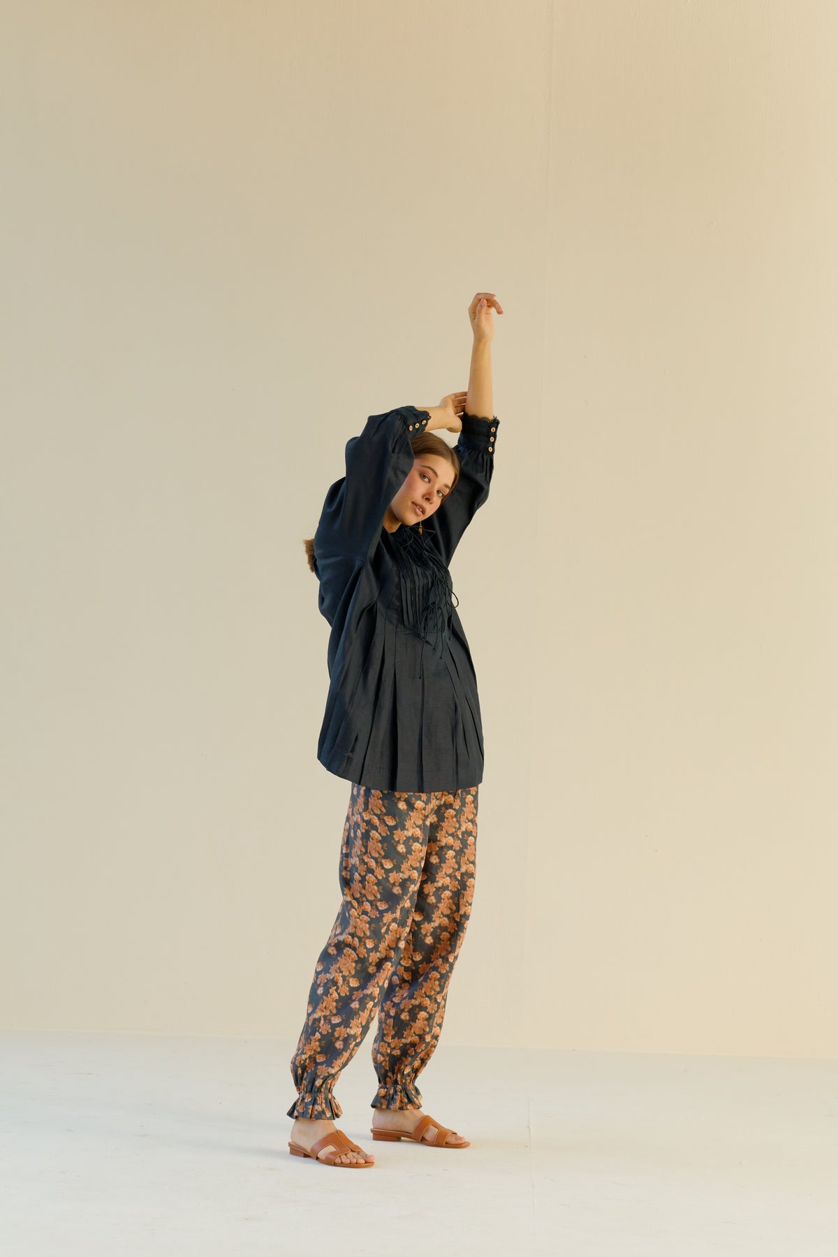 Maya pleated lace top
