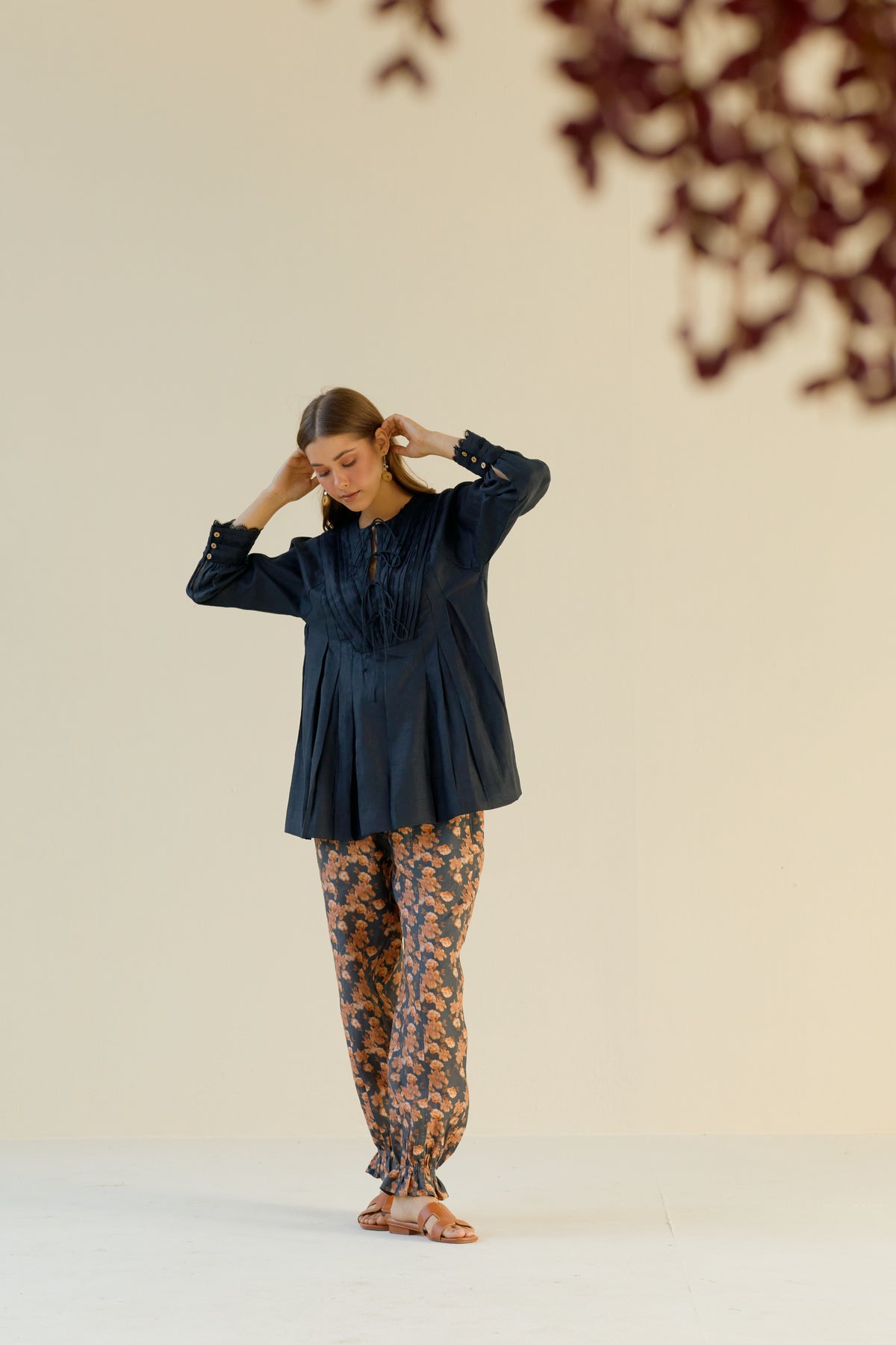 Maya pleated lace top