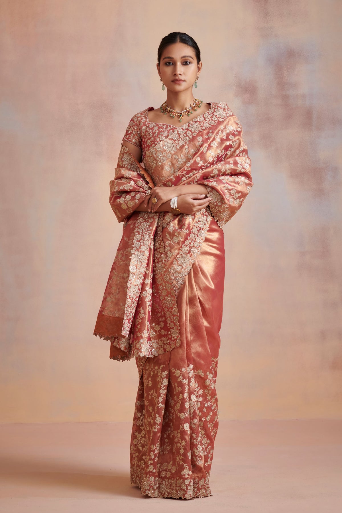 Rust tissue saree