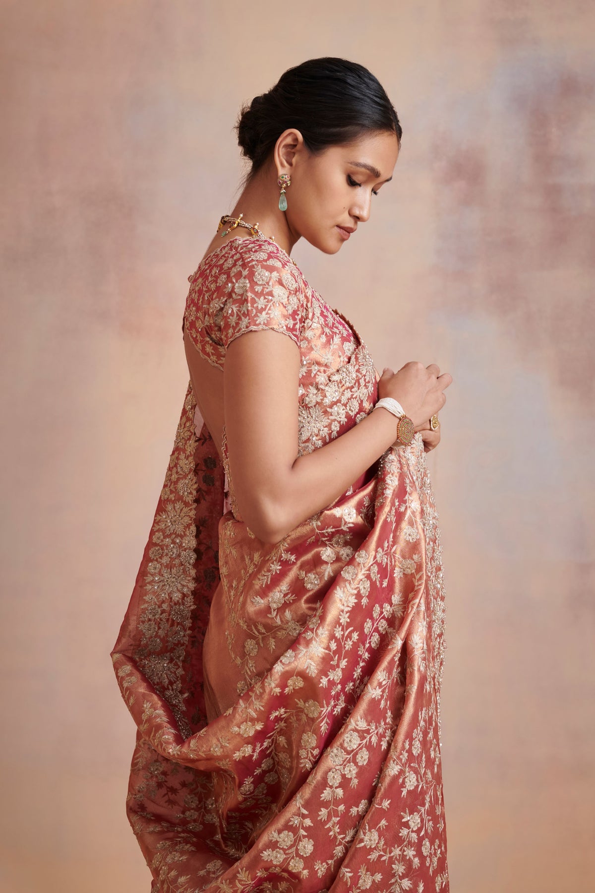 Rust tissue saree