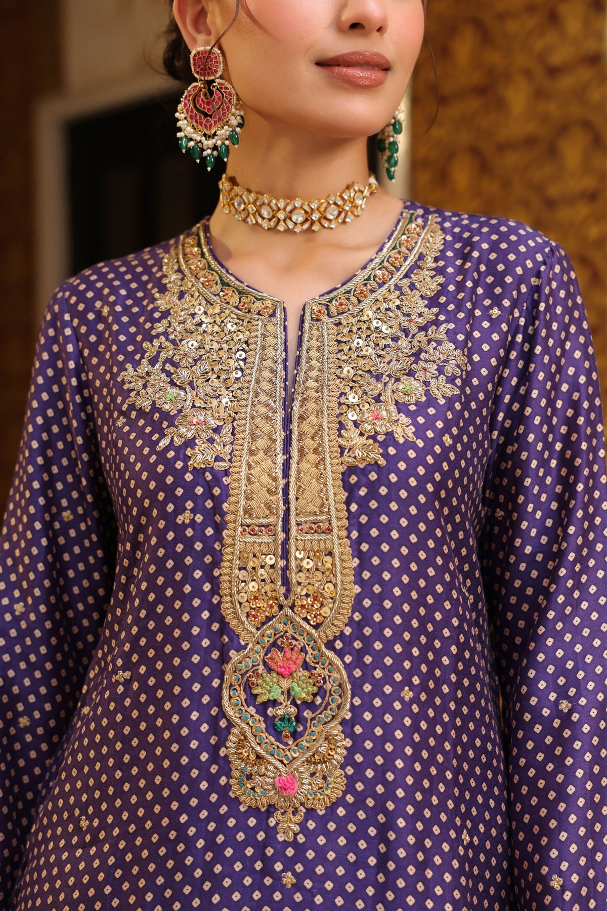 Ahista Purple Printed Kurta Set