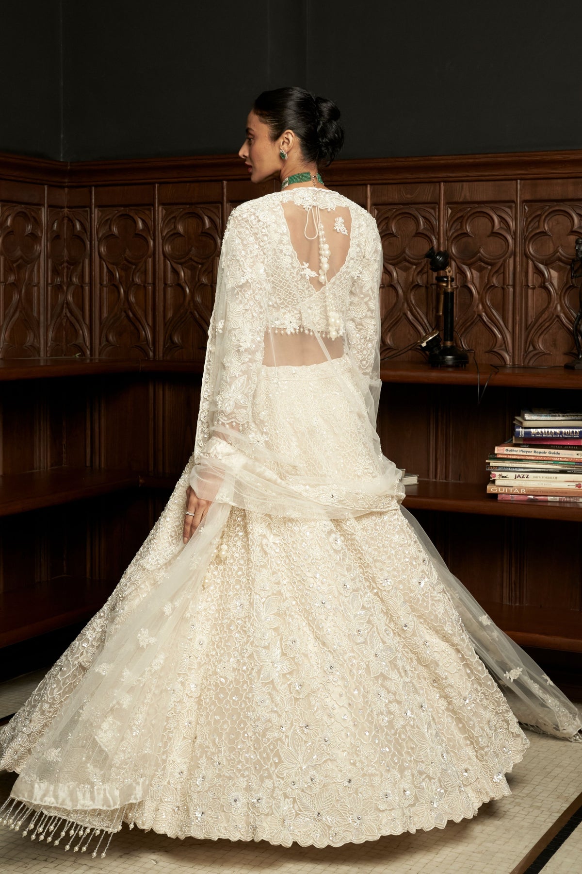 Ivory Net Lehenga Set