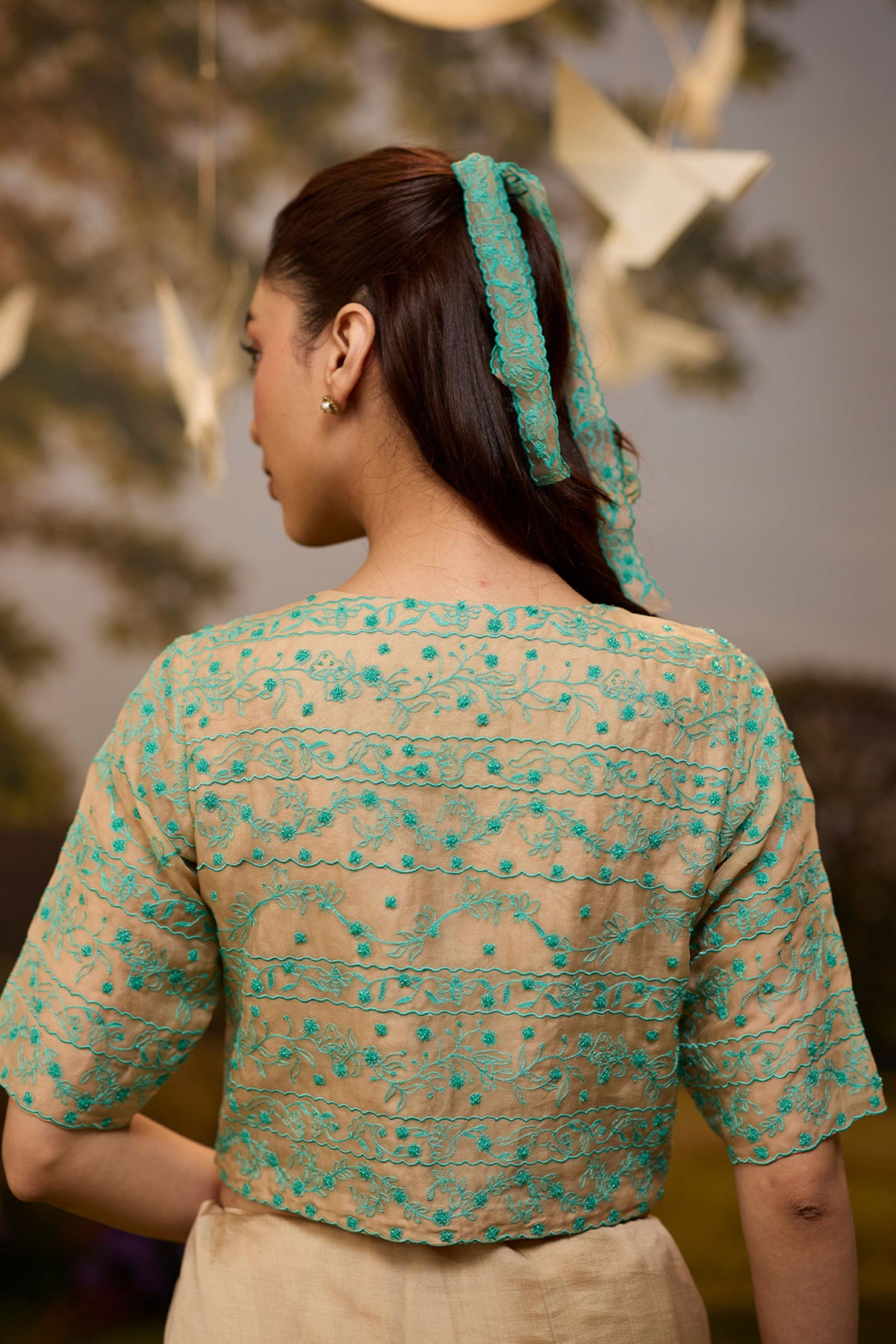 Woodland Stories Embroidered Beige Blouse