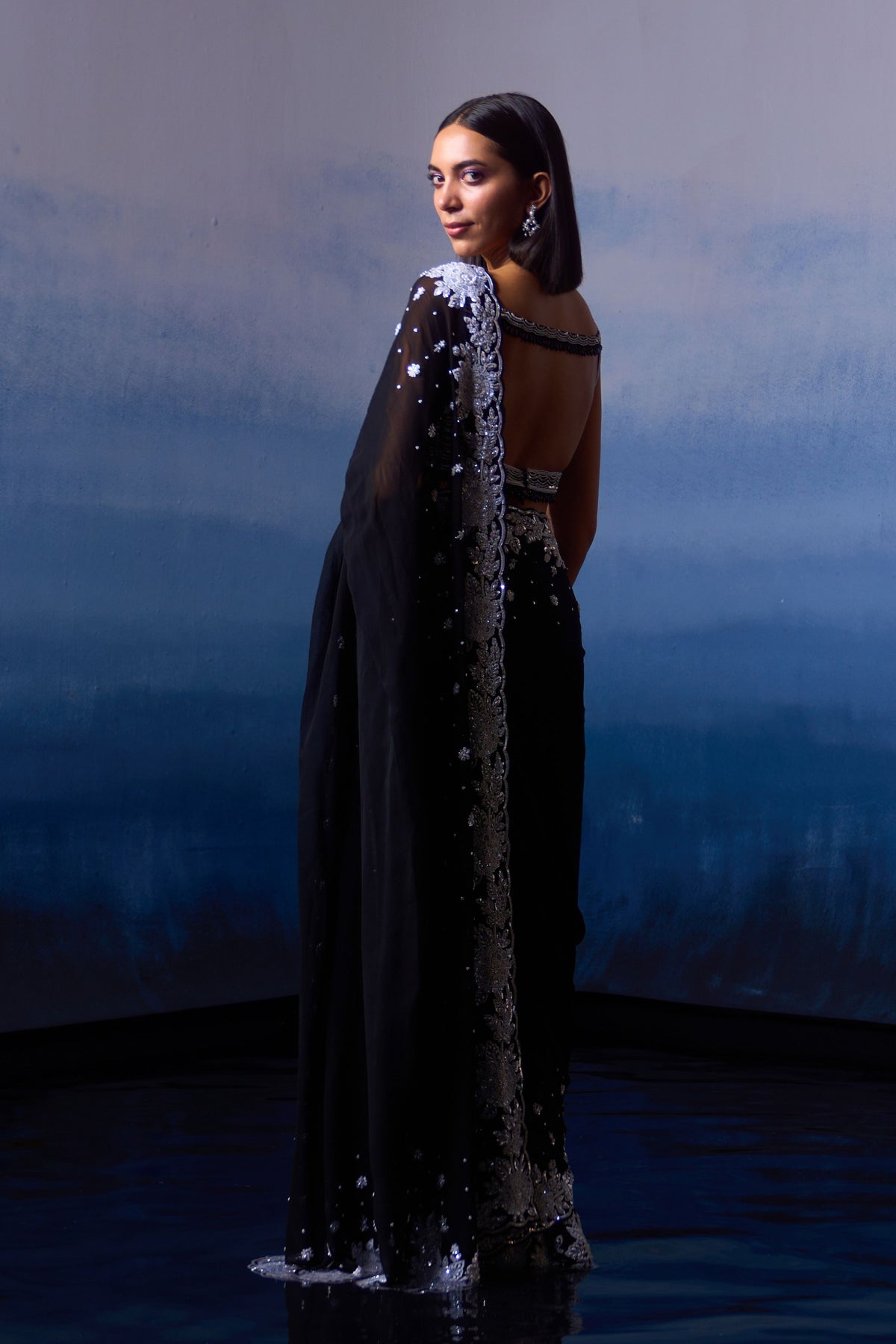 Black Georgette Saree Set