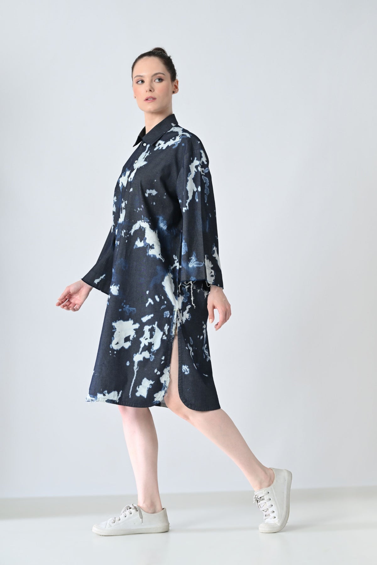Midnight Blue Ink Shirt Dress