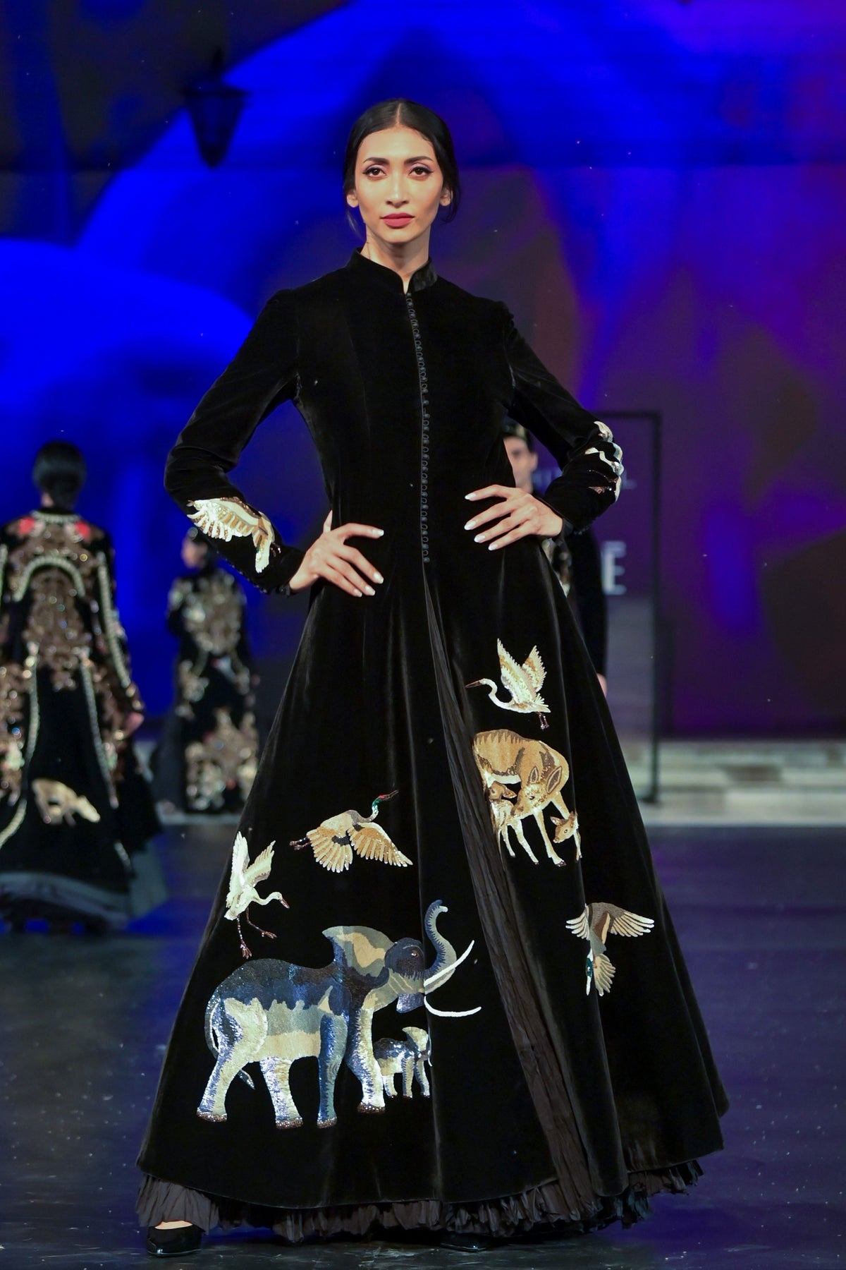 Black Long Jacket With Resham Embroidery
