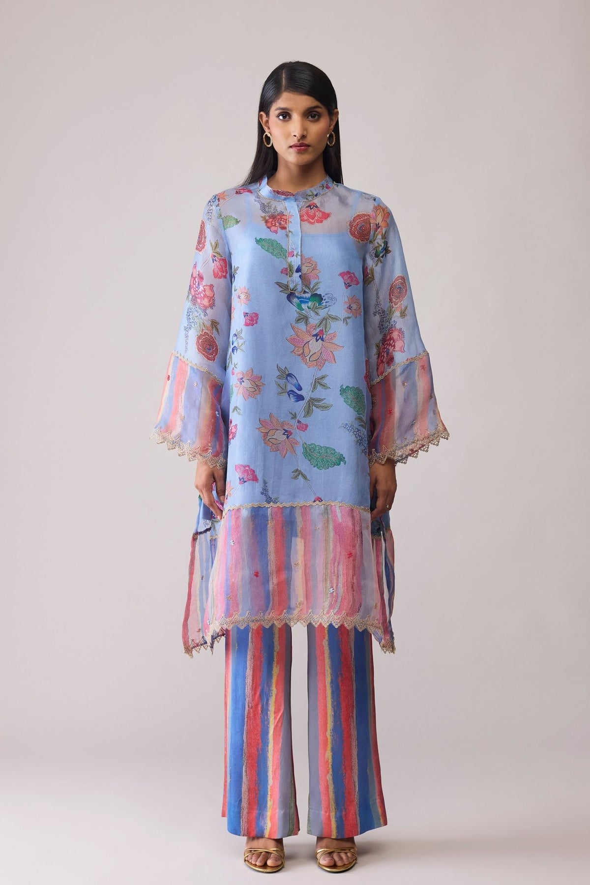 Tara Blue Print Kurta Set - Bunka - Elahe