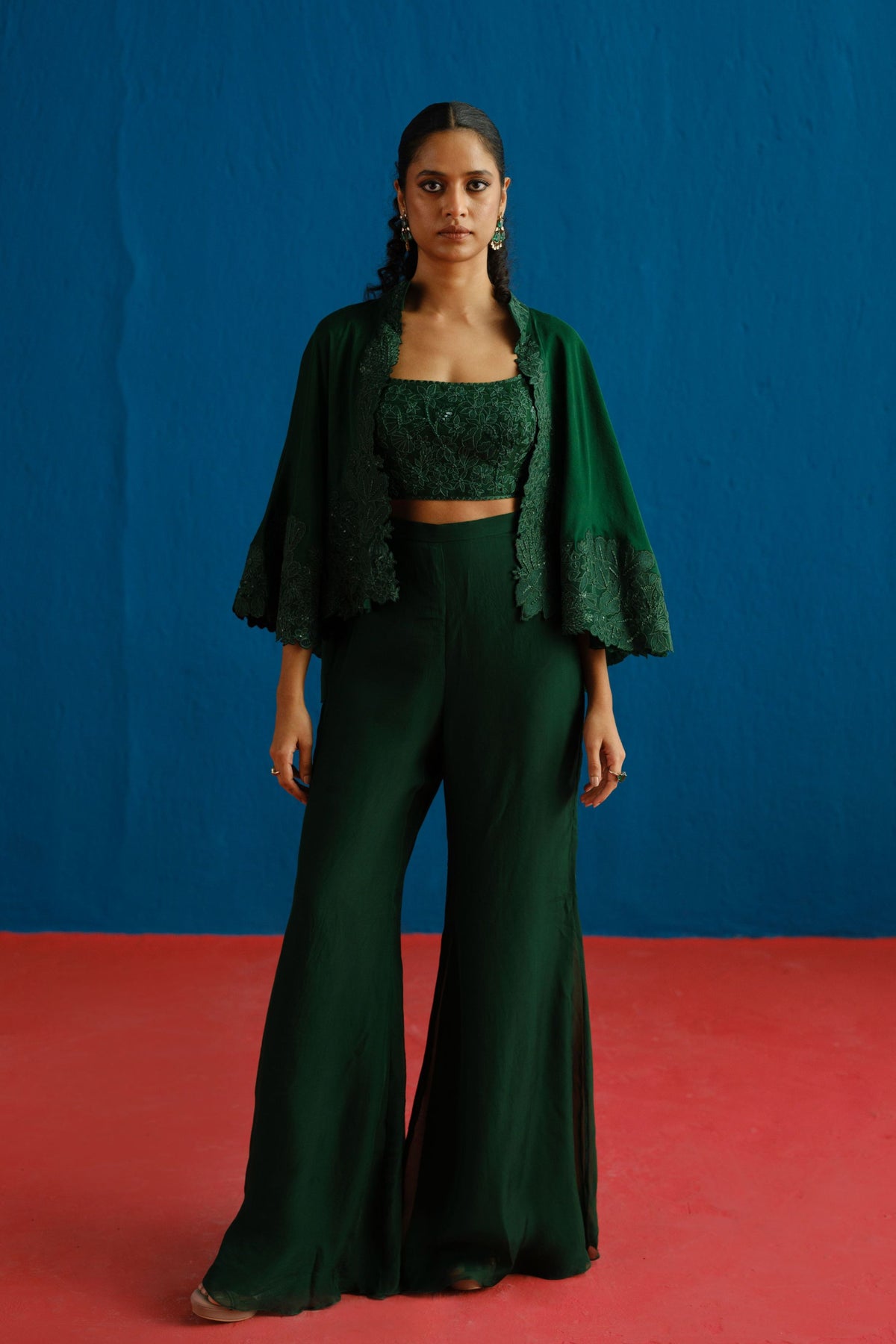 Dark Green Kalie Cape Set