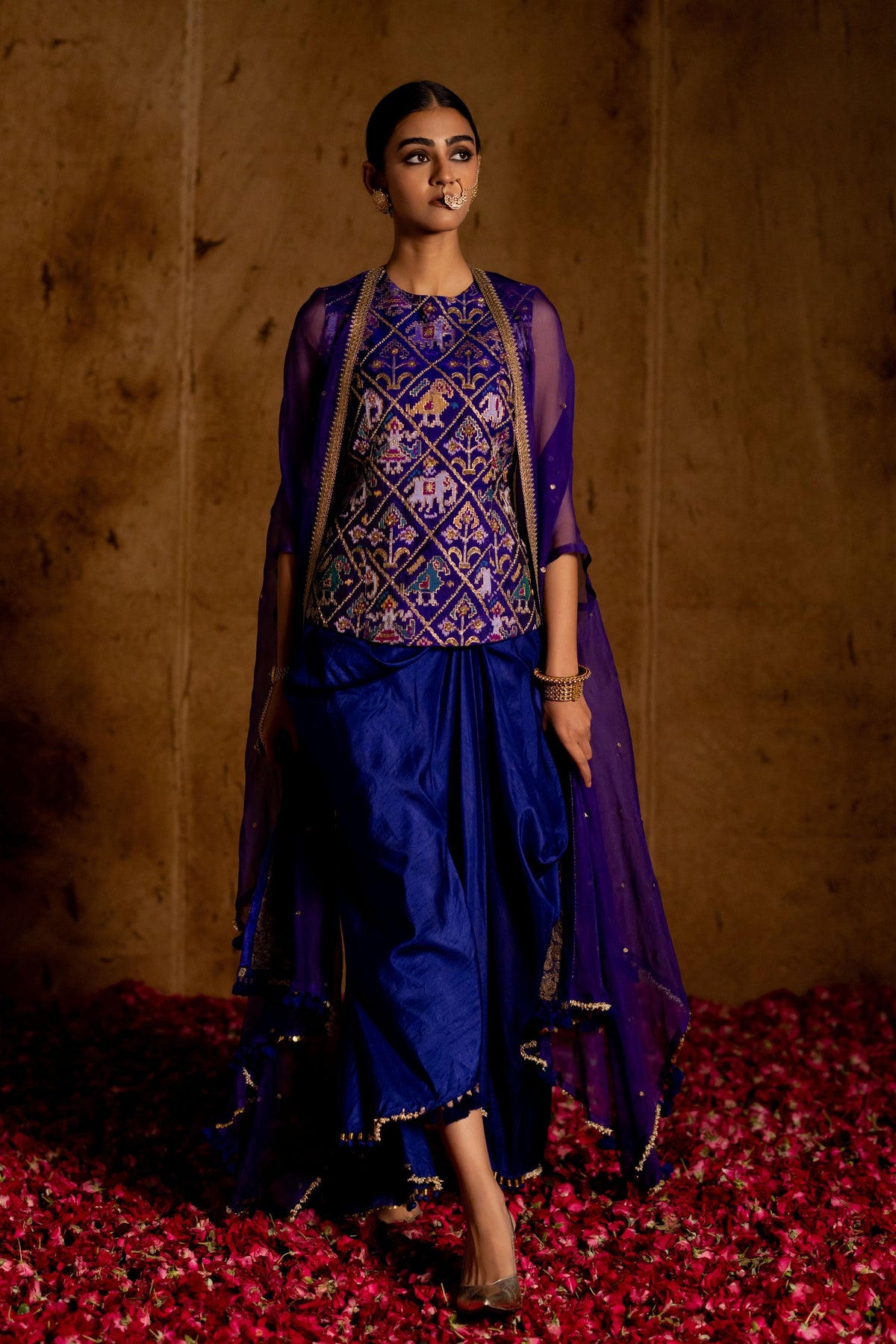 Blue Manjri Patola Skirt Set