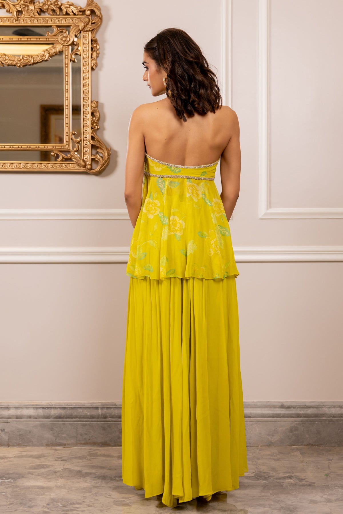 Melinda Yellow Peplum Set
