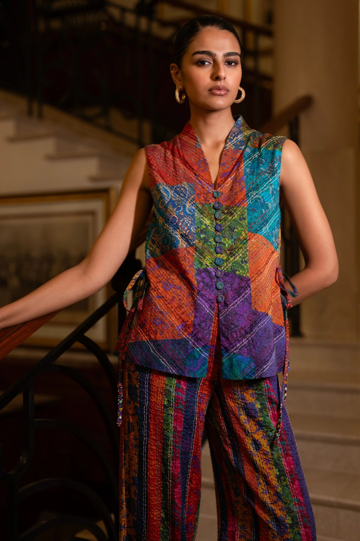Embroidered Patchwork Waistcoat