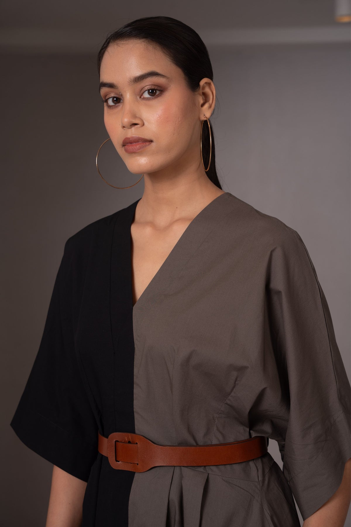 Split Hue Black Grey Dress