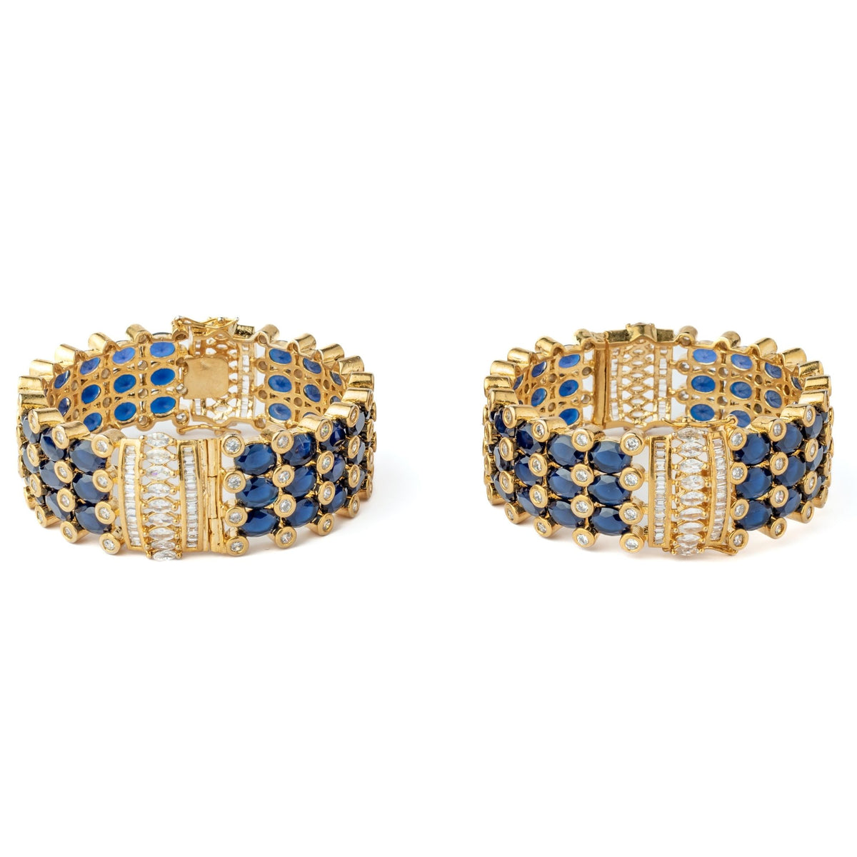 Gold Plated Blue Womens Kundan Bangles
