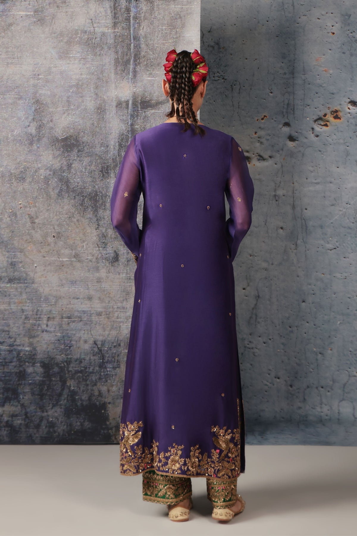 Purple Straight Long Kurta Set