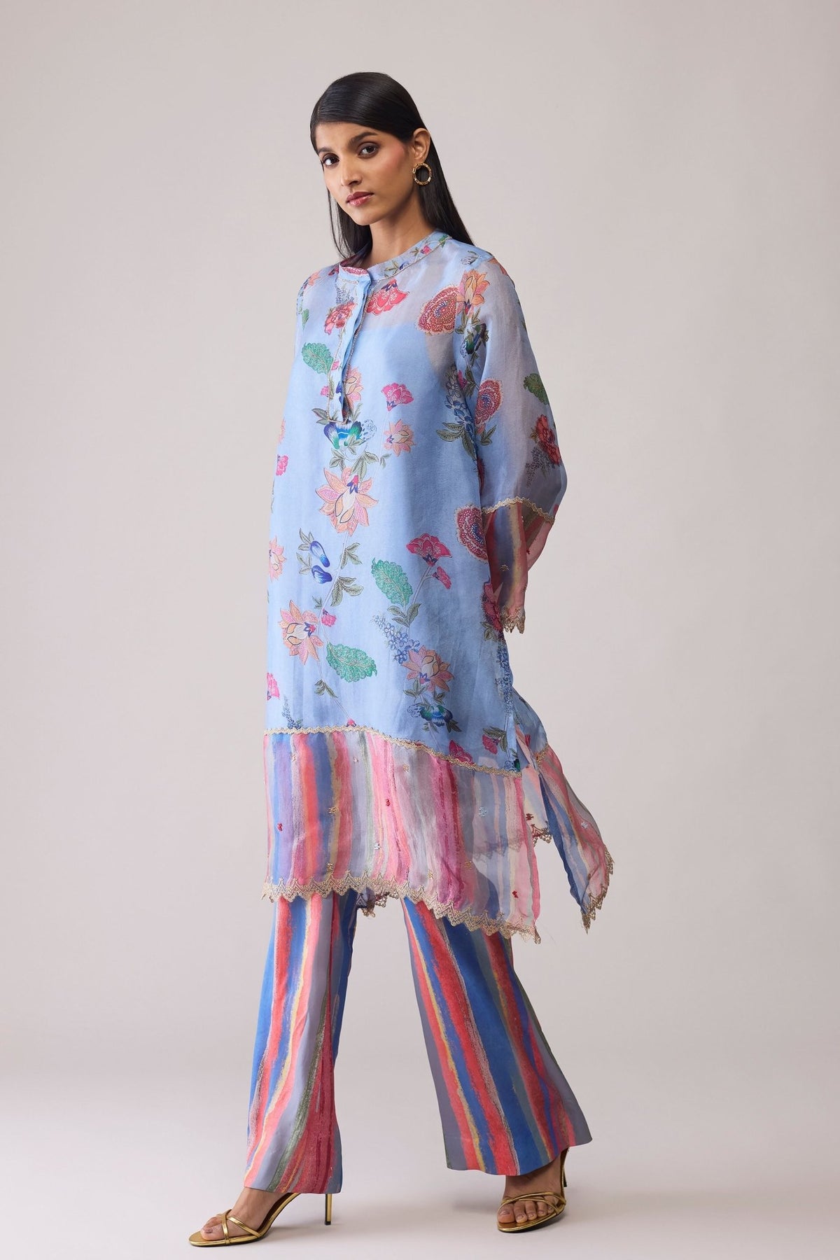 Tara Blue Print Kurta Set - Bunka - Elahe