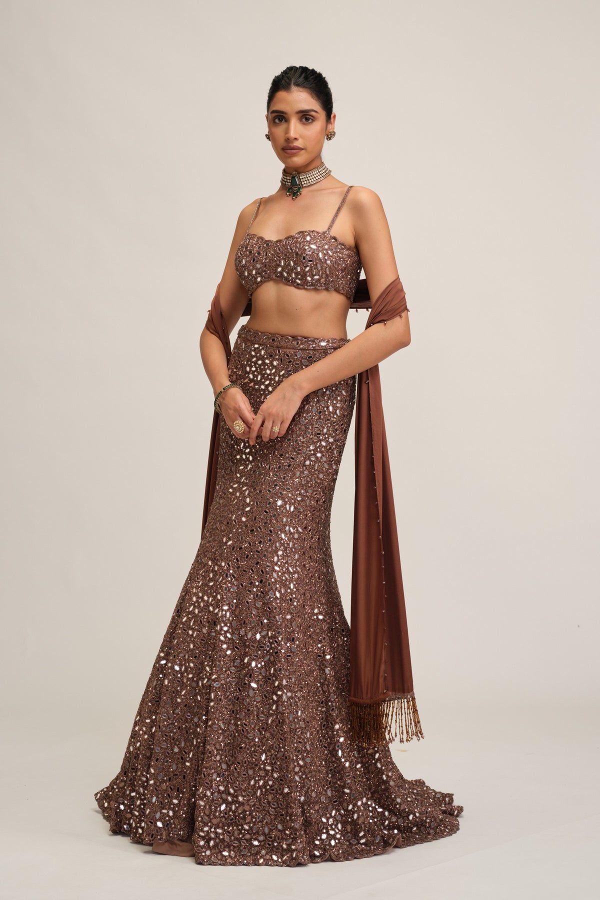 Beige Lehenga Set