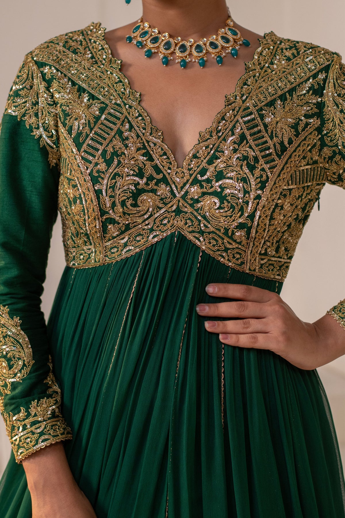 Emerald Green Embellished Anarkali