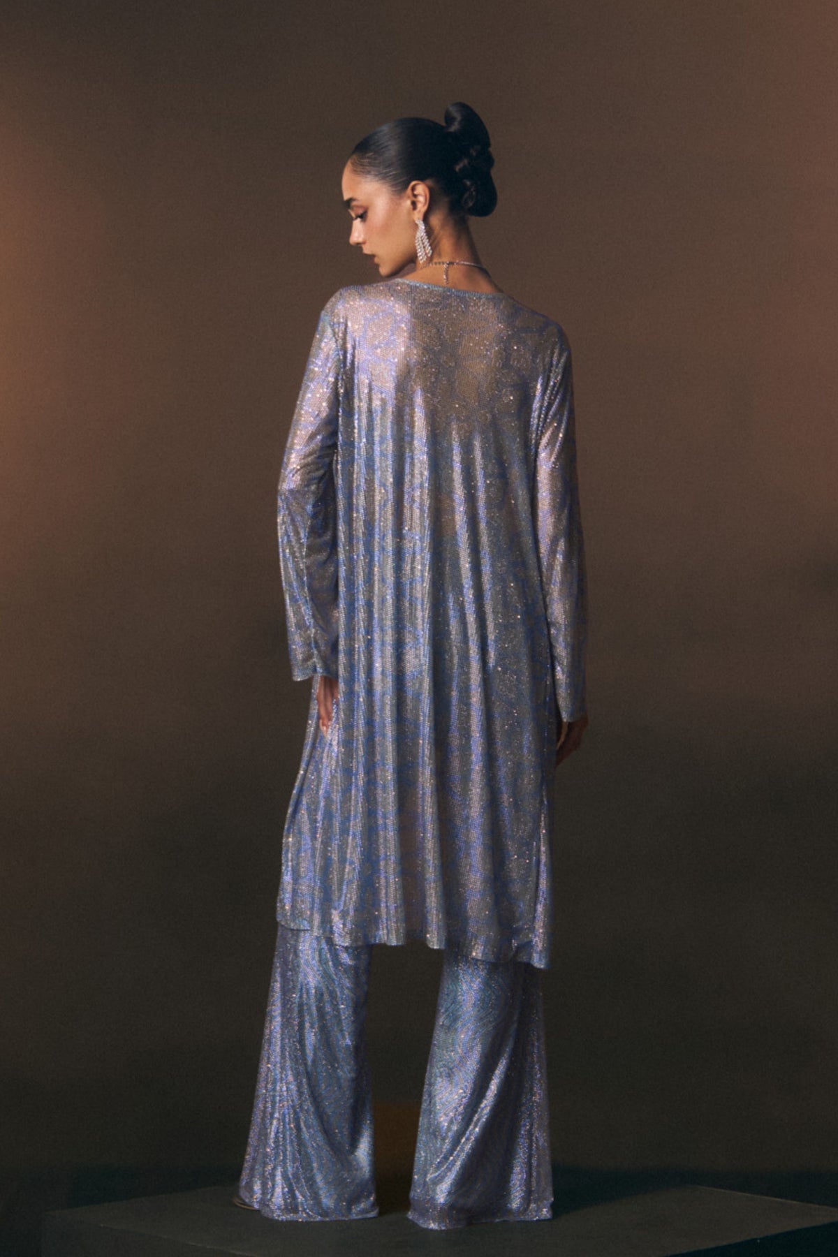 Blue Sharara Pants with Jacket
