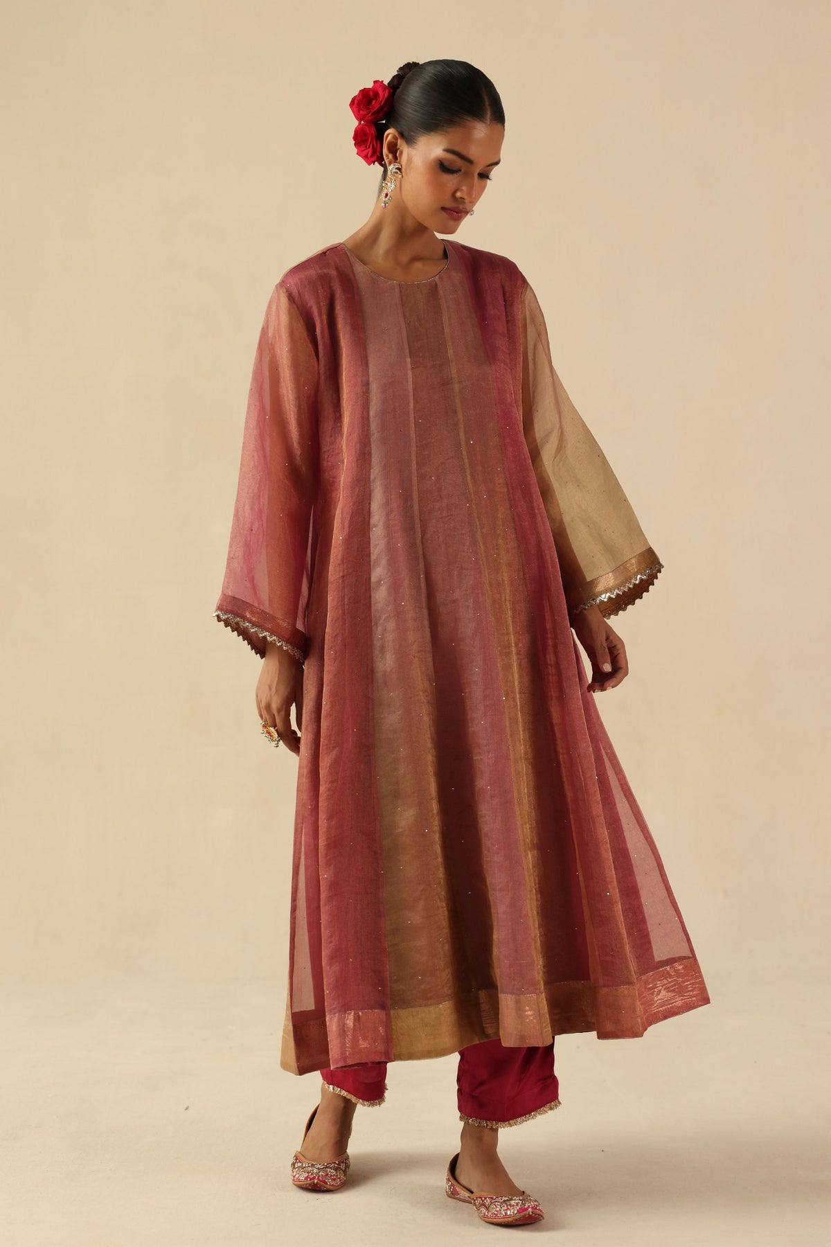 Peach Rimjhim Kurta Set