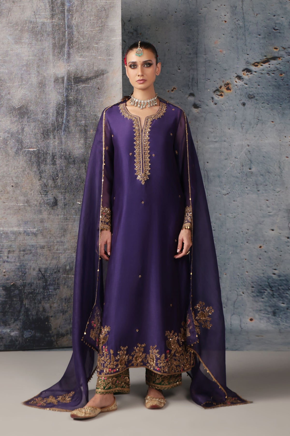 Purple Jaal Kurta Set
