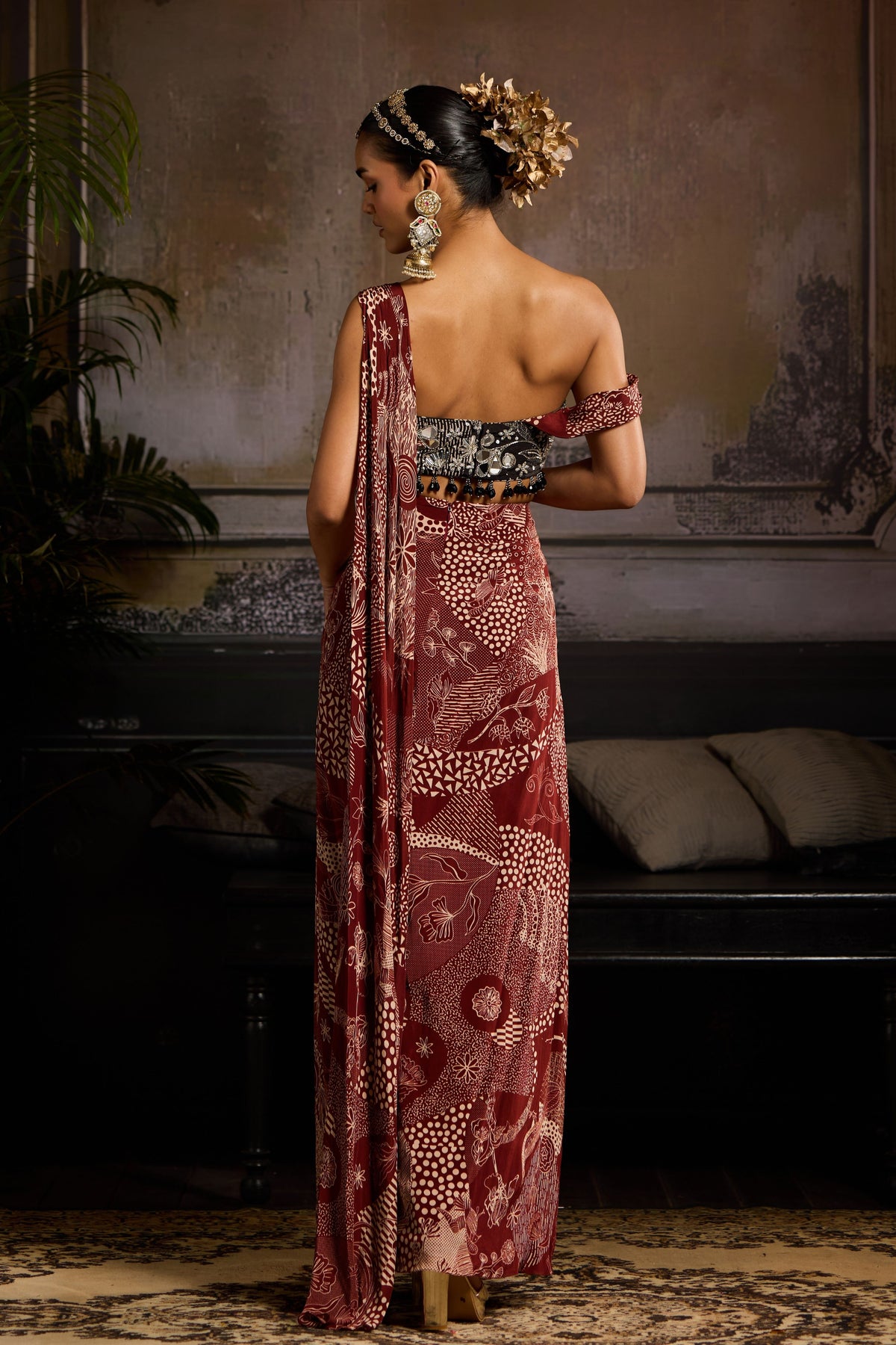 Maroon and Black Co-ord Set