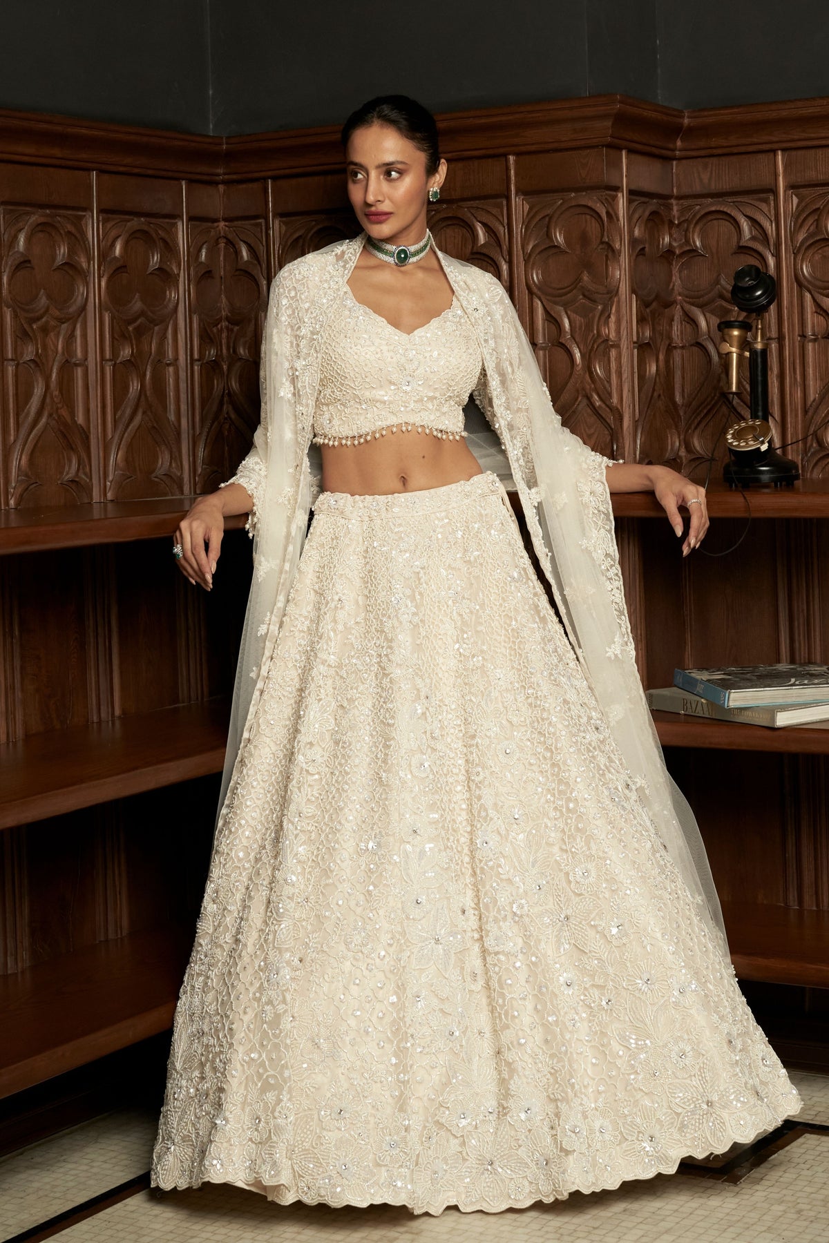 Ivory Net Lehenga Set