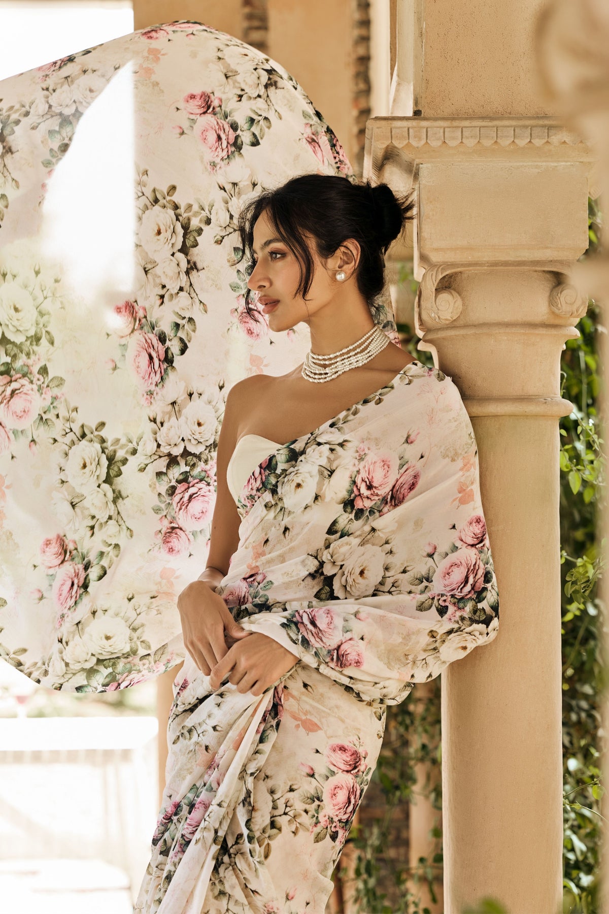 Layla White Chiffon Saree