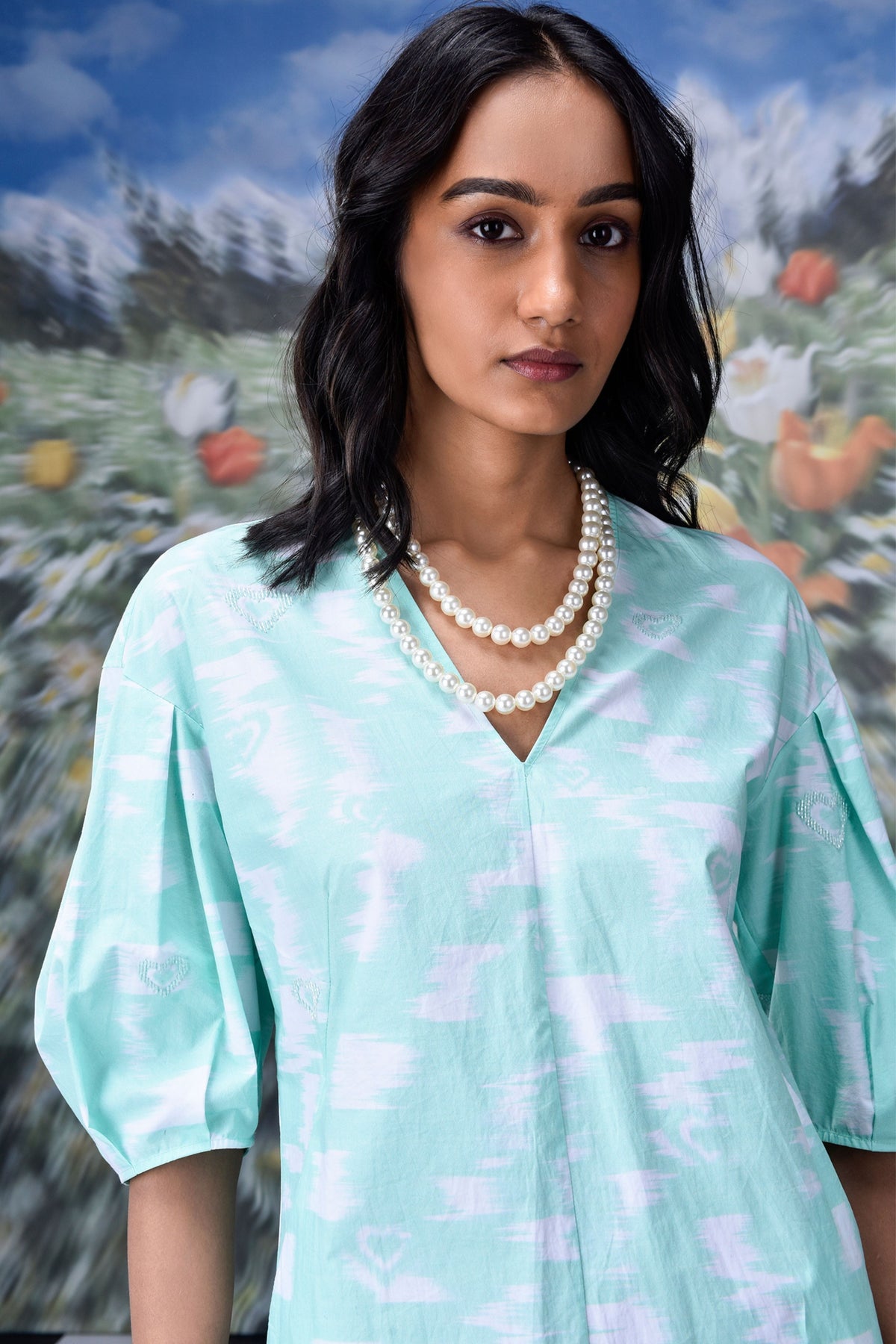 Ikkat Check Dress Lime Green