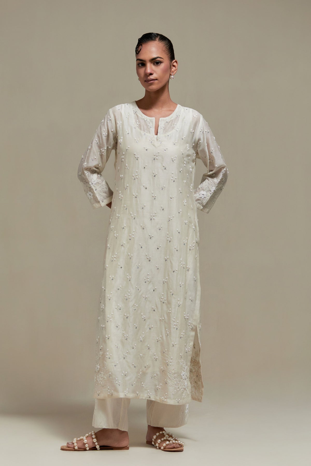 Off White Straight Kurta Set
