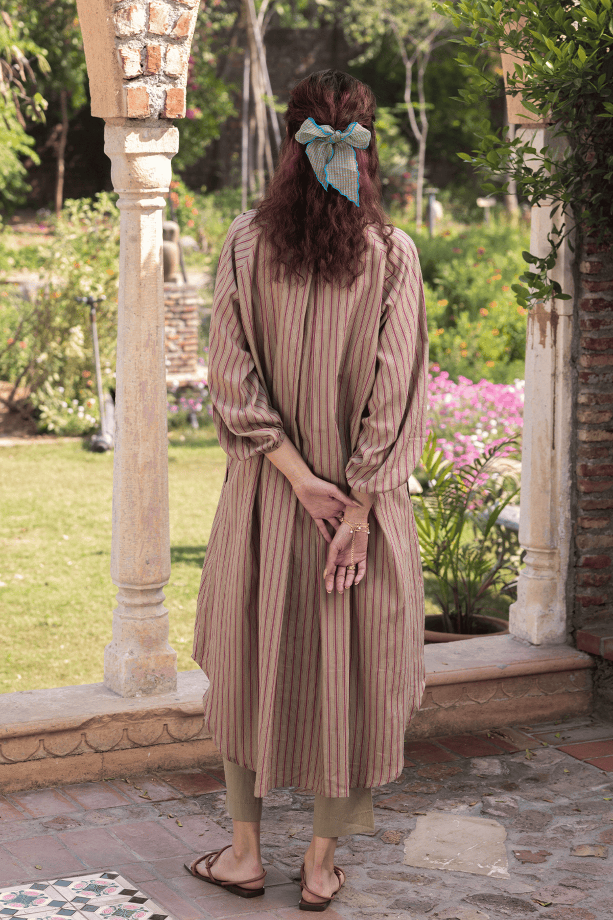 Lost-in-time Striped Clay Kurta Set