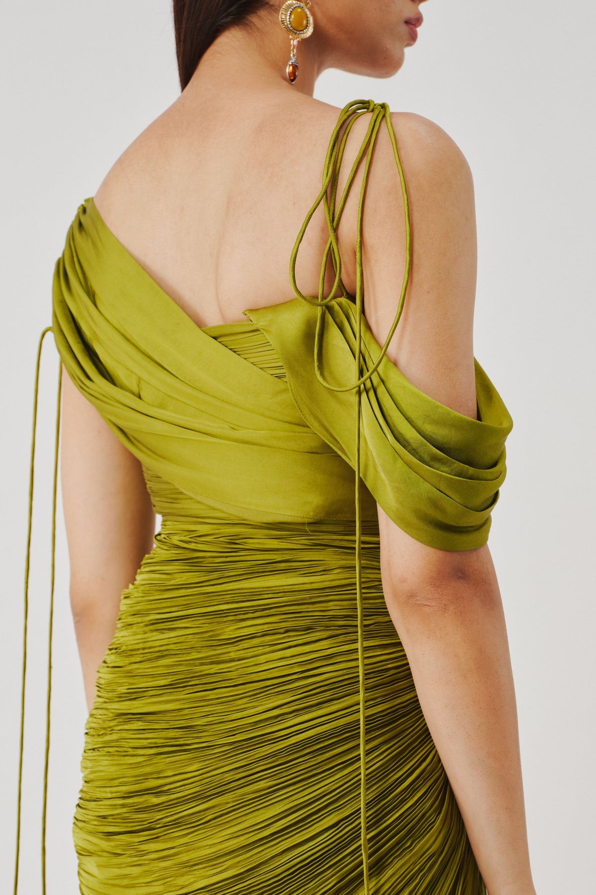 Olive Ruched Dress