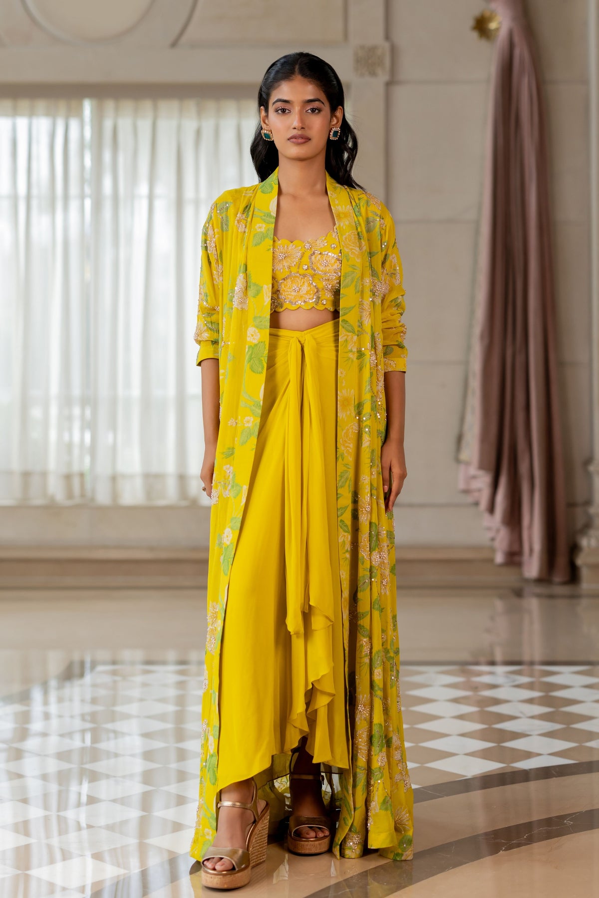 Halima Yellow Jacket Set