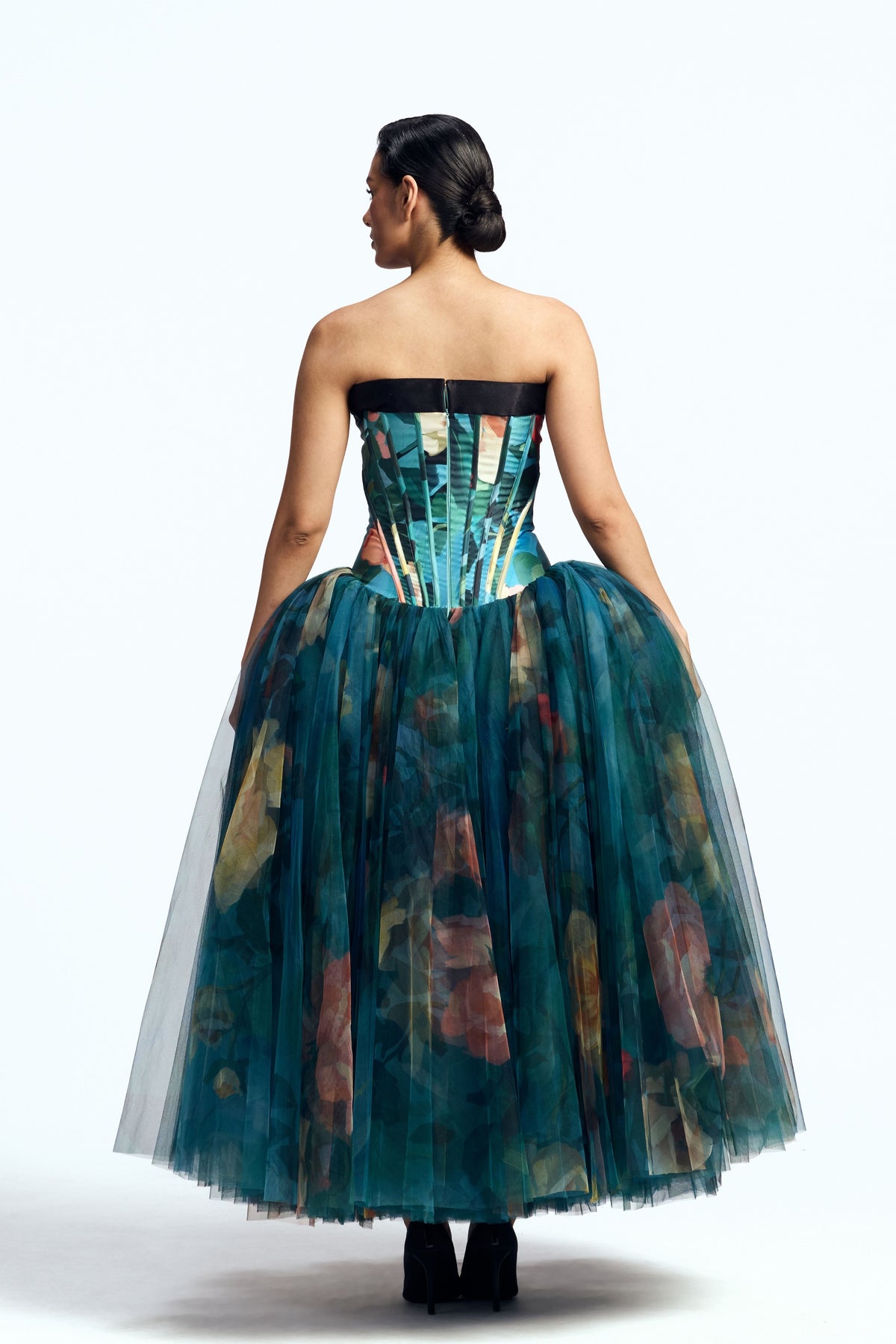 Corseted Dress With Crystal Bow