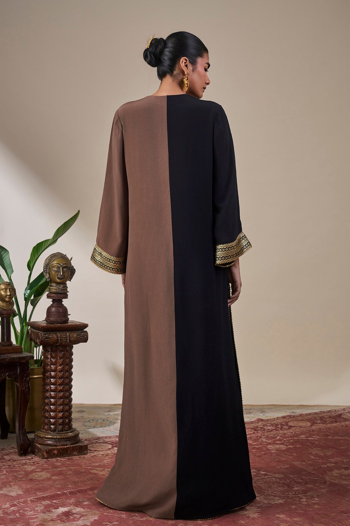 Black & Brown Shaahi Bloom Kaftan