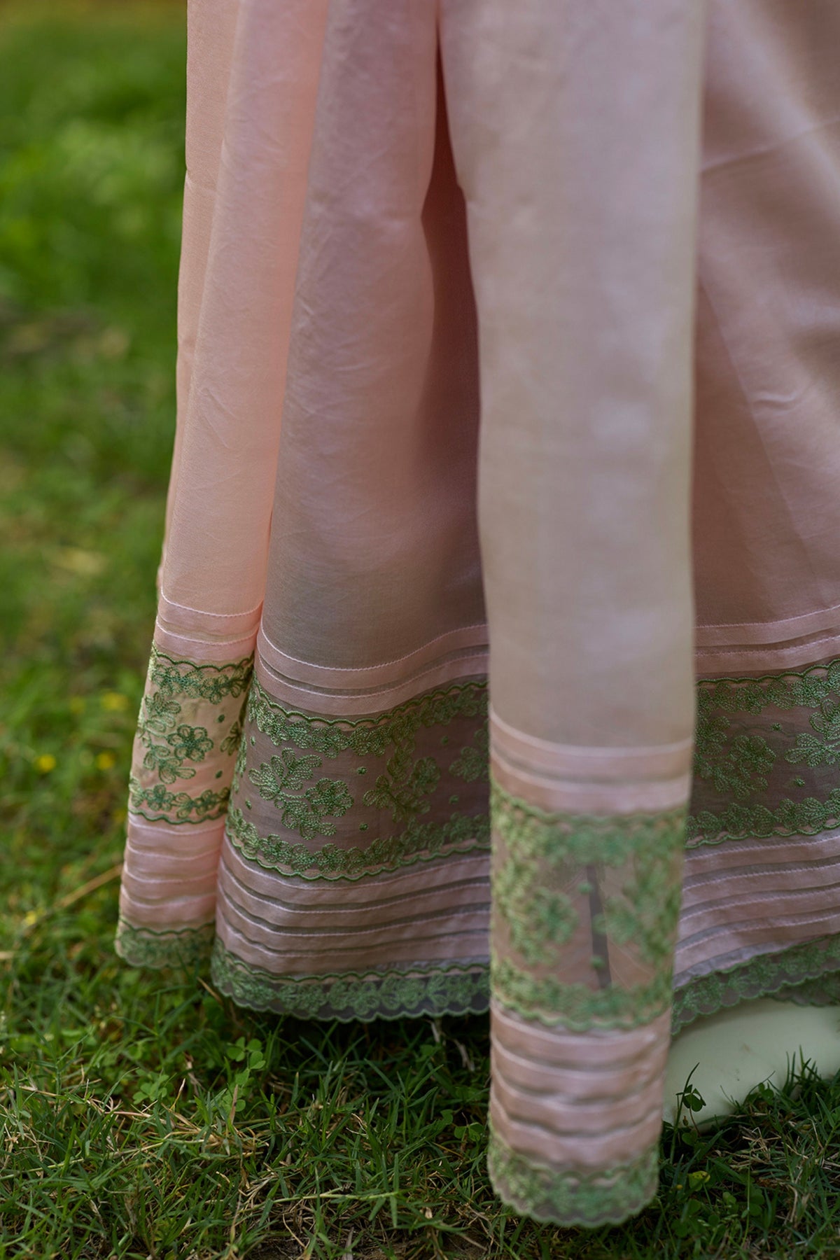 Fern Line Pink Embroidered Saree