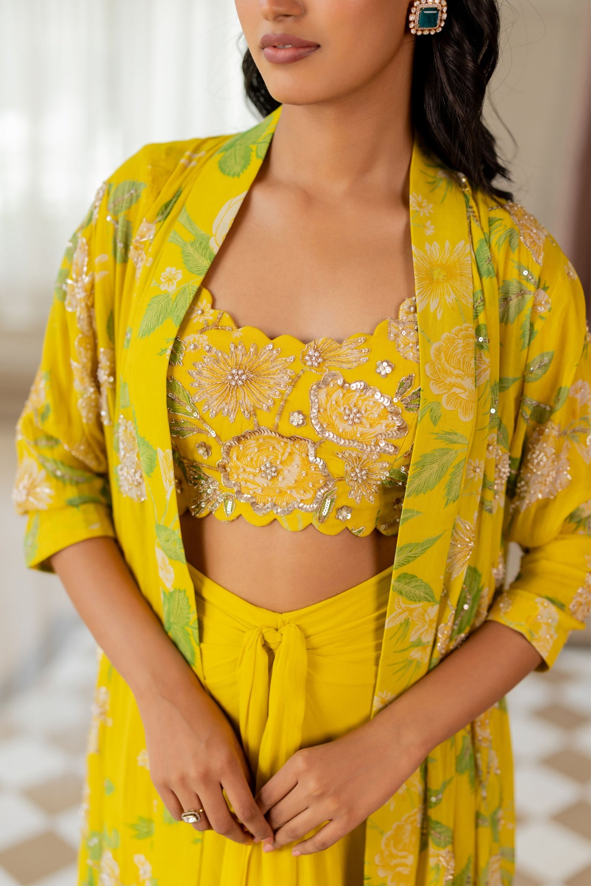 Halima Yellow Jacket Set