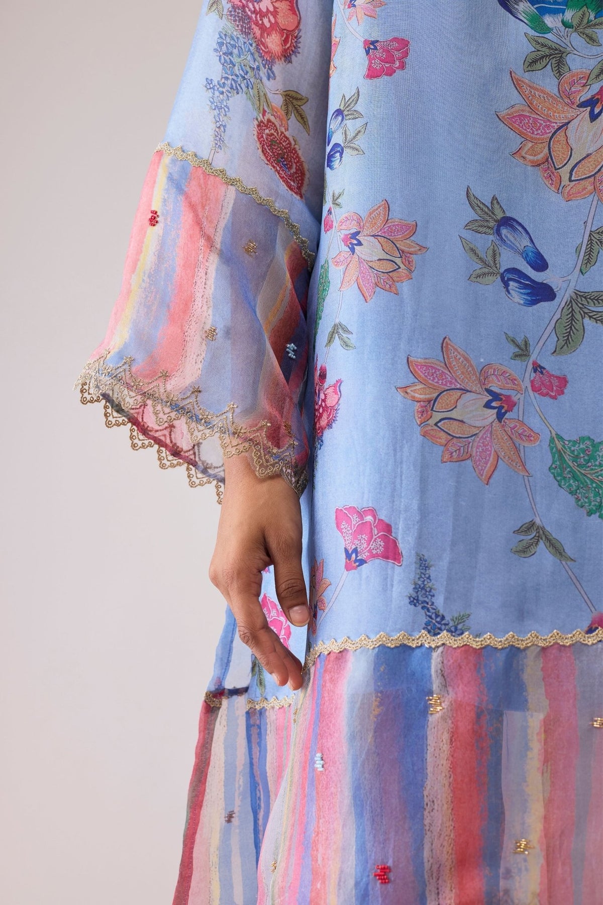 Tara Blue Print Kurta Set - Bunka - Elahe