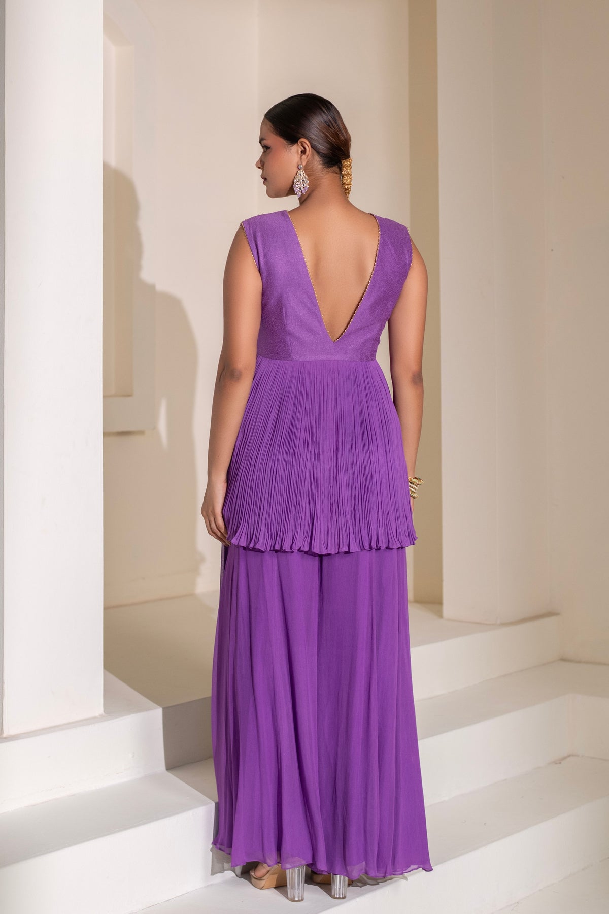 Purple  Embellished Sharara Set