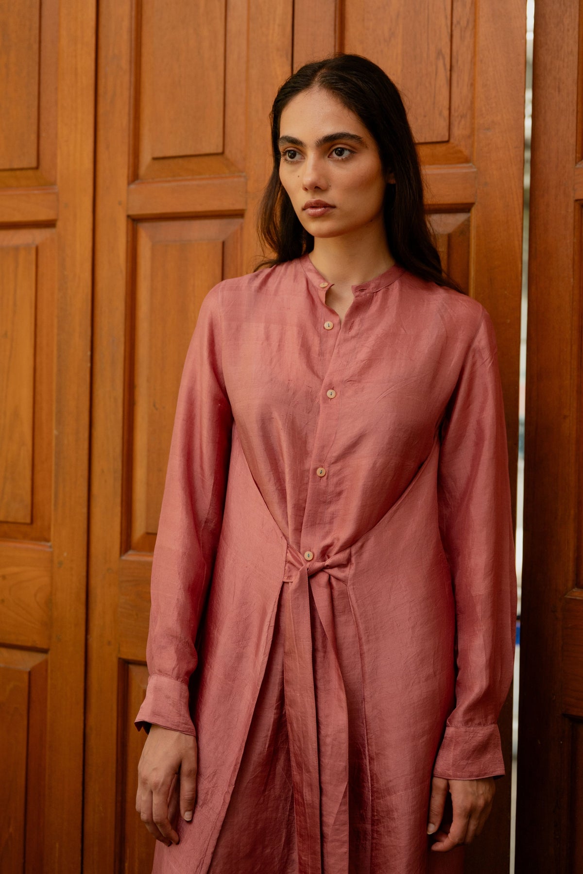 Old Rose Tie Up Dress