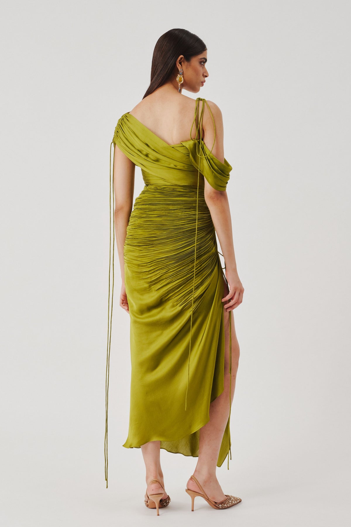 Olive Ruched Dress