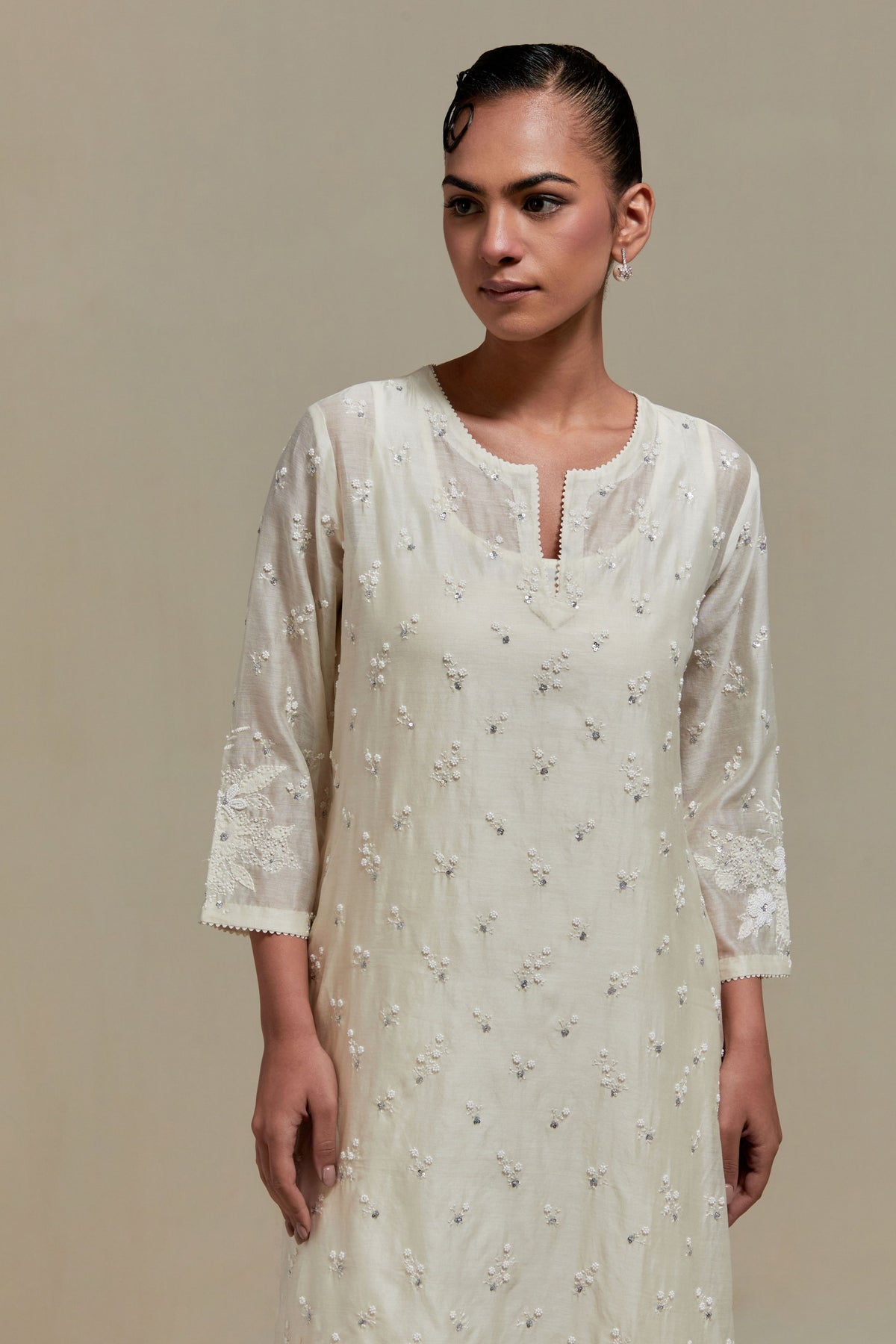 Off White Straight Kurta Set