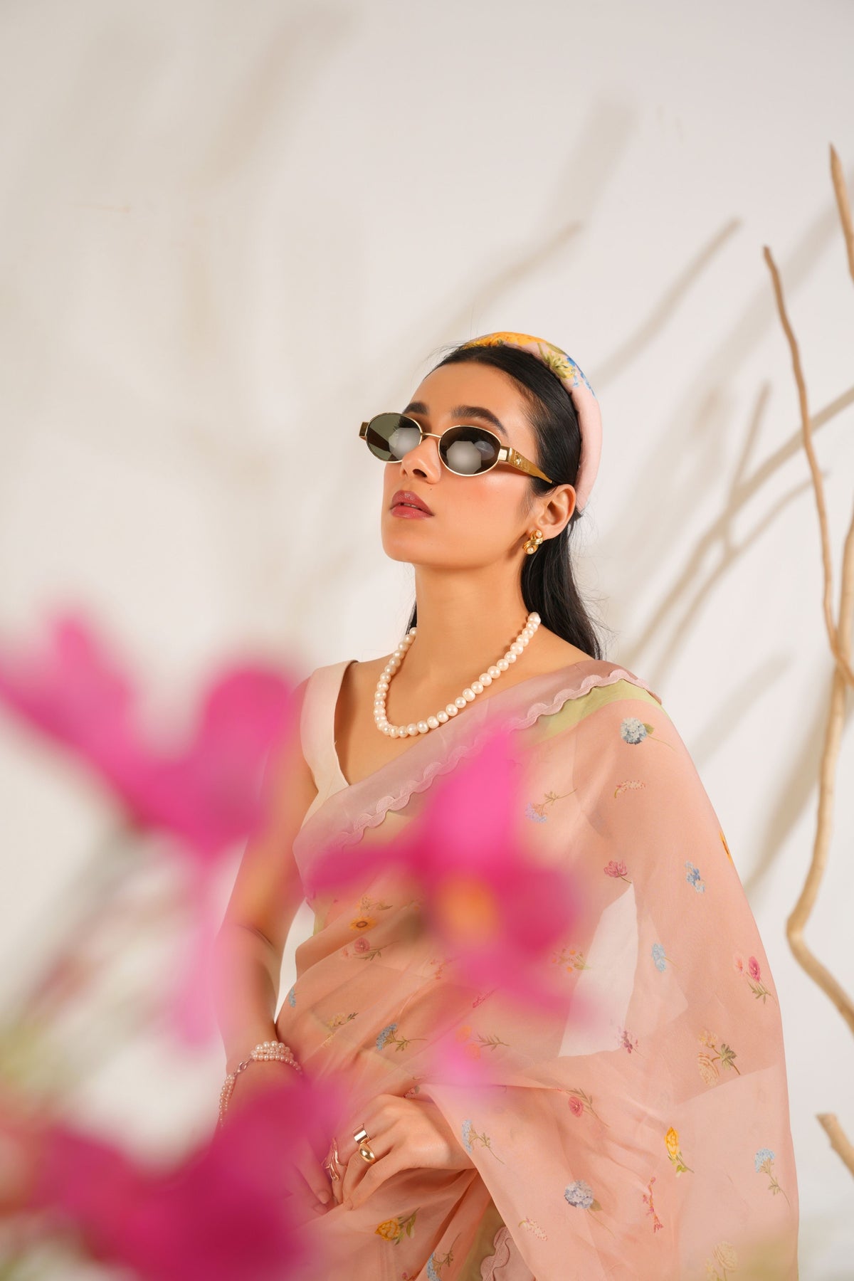 Nude Pink Saree Set