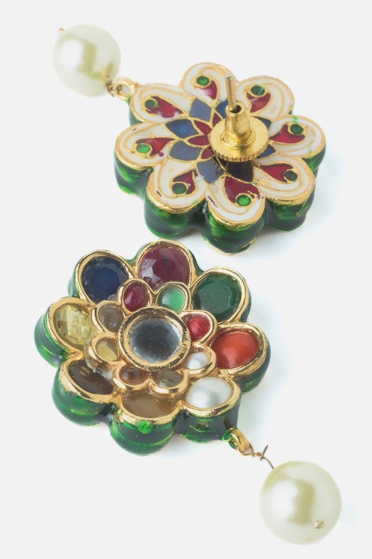 Gold Plated Multicolored Stones Short Necklace Set