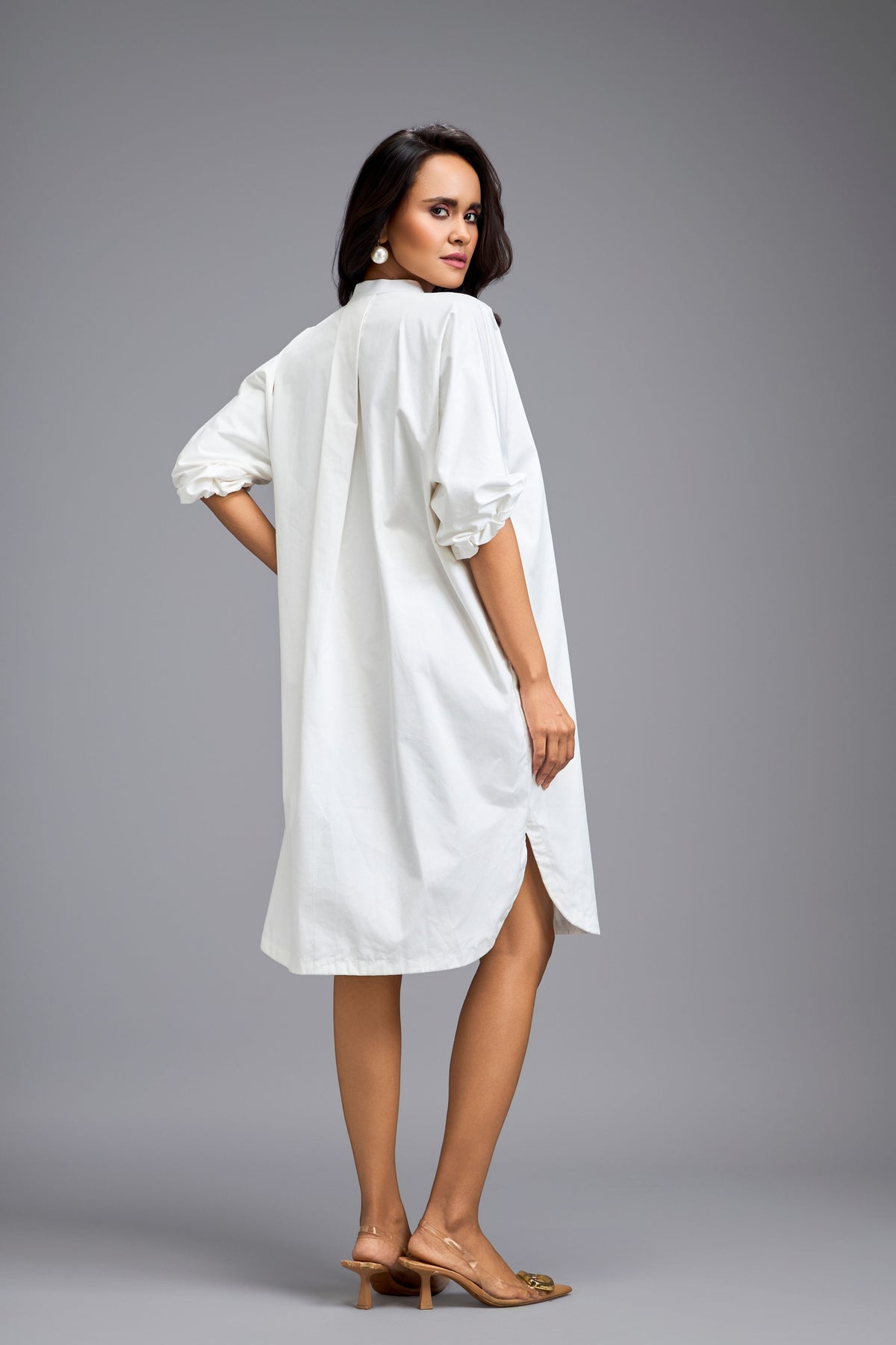 Ruched Oversize Shirt Dress