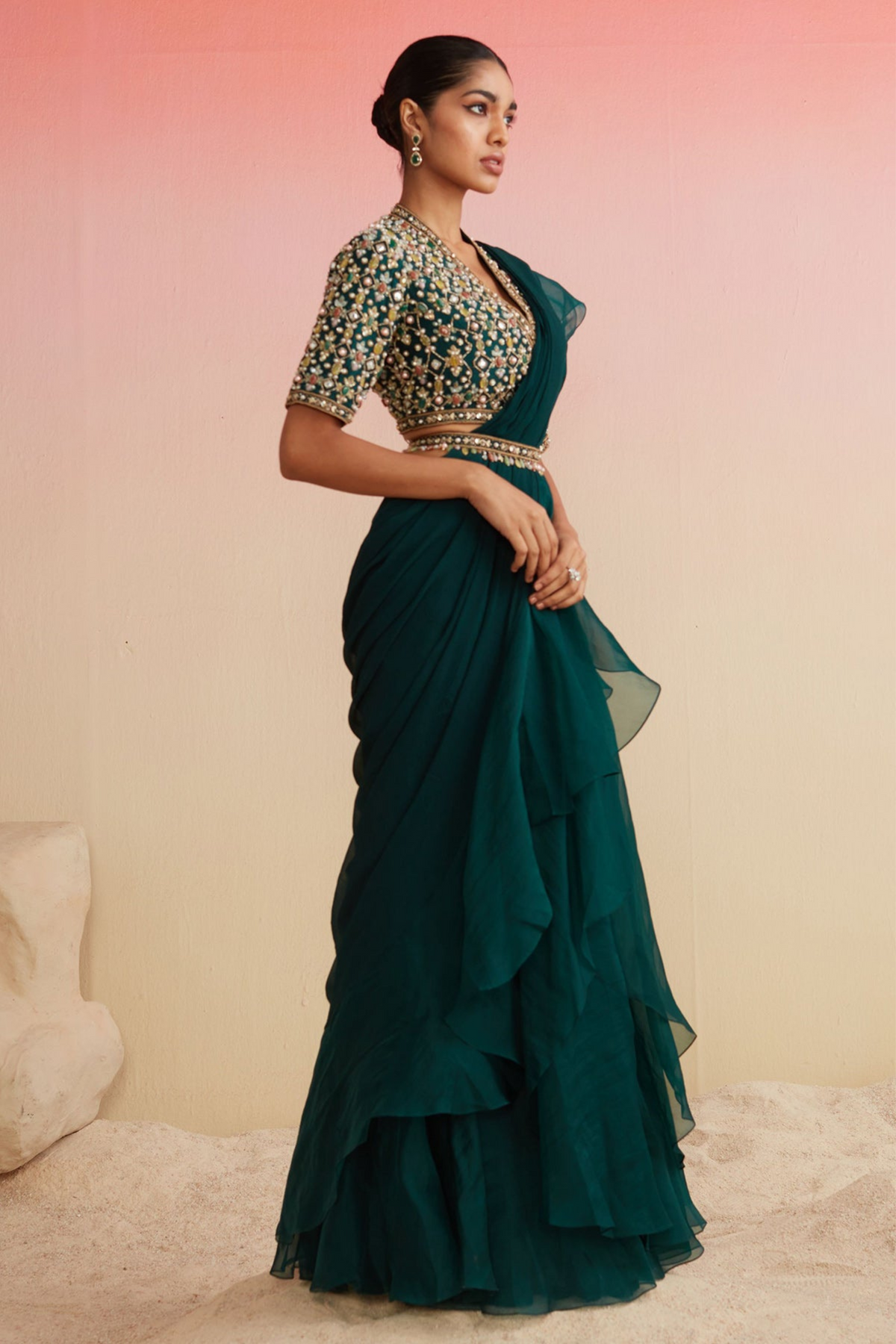 Afra Draped Ruffle Saree
