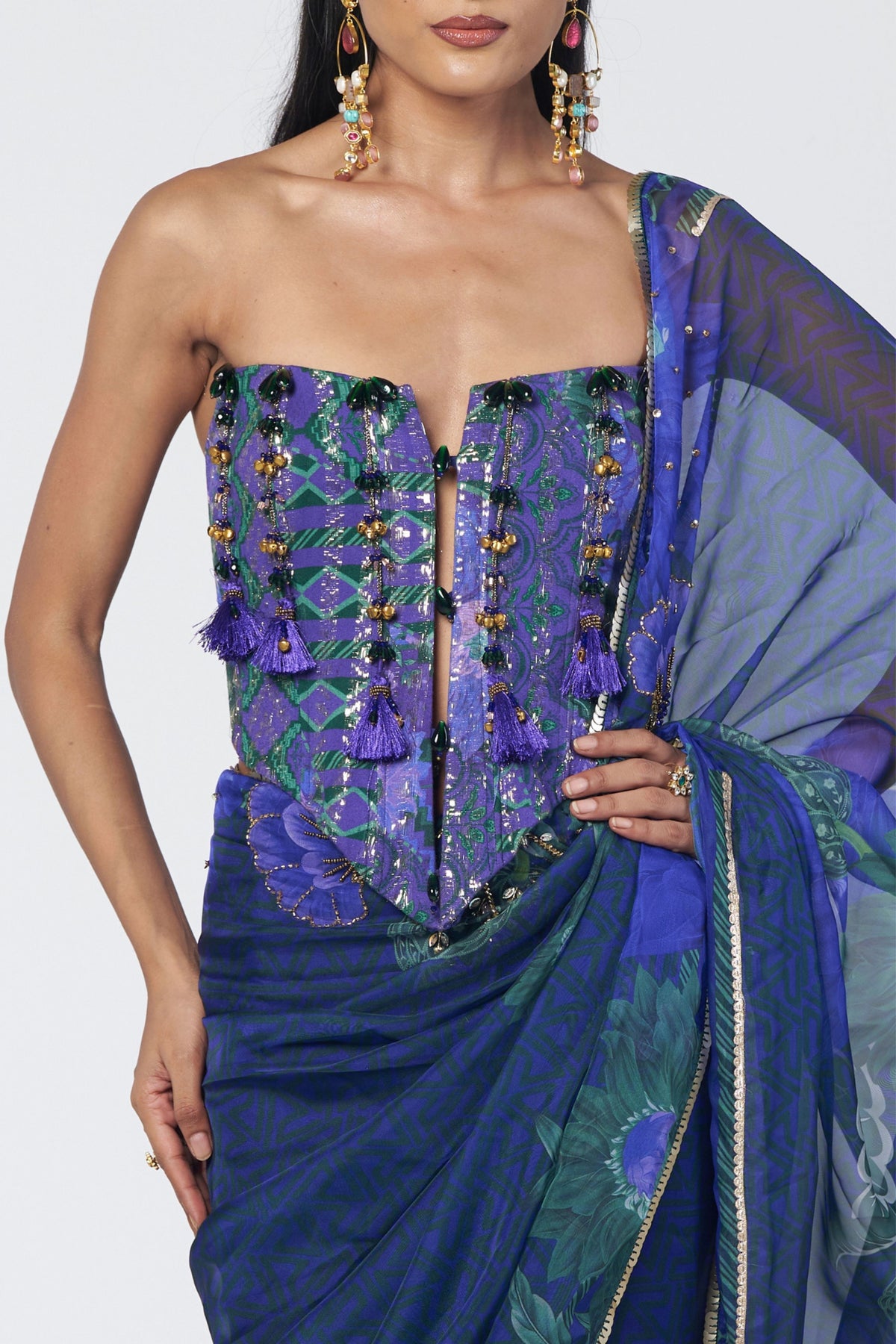 Rimsim Blue Saree Set