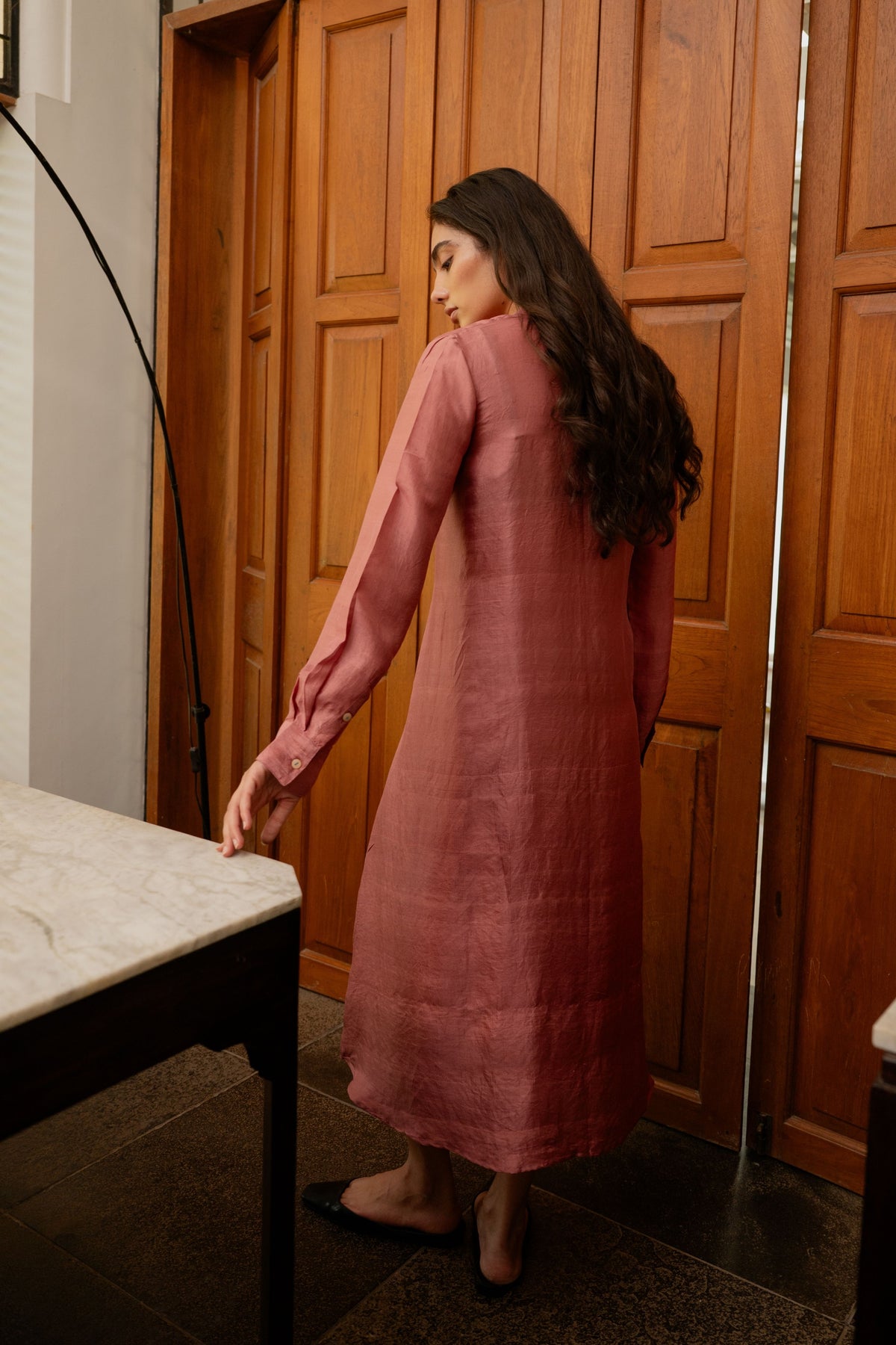 Old Rose Tie Up Dress