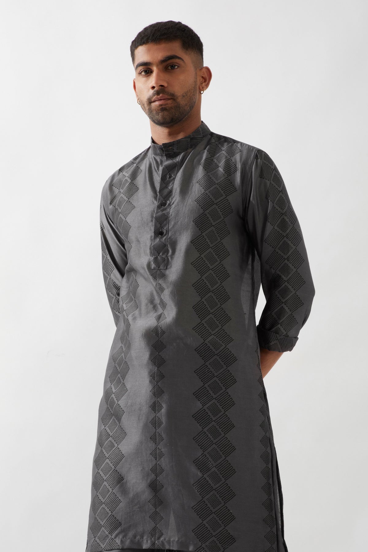 Zed Barbed Grey Kurta Set